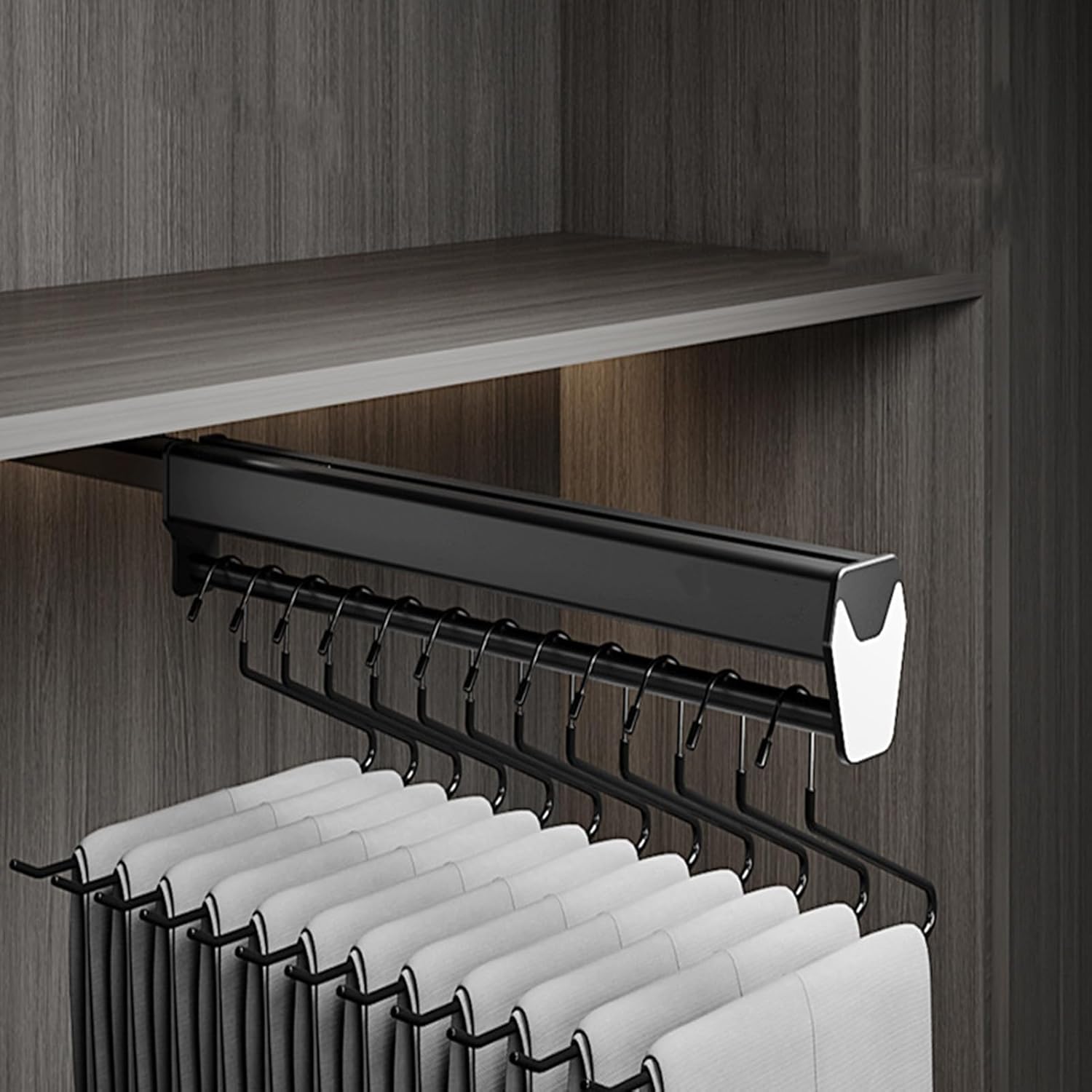 Extendable Pants Hanger Organizers,Bearing 35kg/77lb Closet Trouser Rack,Pull Out Clothes Pants Hangers,for Clothes Trousers Scarf Jeans Tie Towel