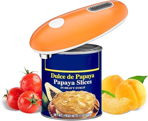 Homelet Abridor de latas eléctrico de borde suave seguro de un toque ahorro de mano de obra resistente de acero inoxidable para personas mayores