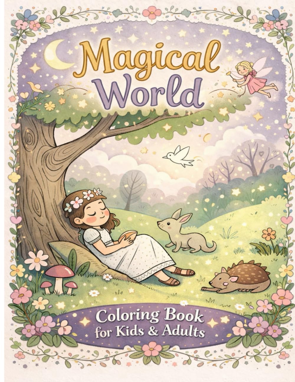 Magical World: Coloring Book for Kids and Adults: Easy and Relaxing Coloring Pages with Cute Scenes, Fantasy, and Imagination