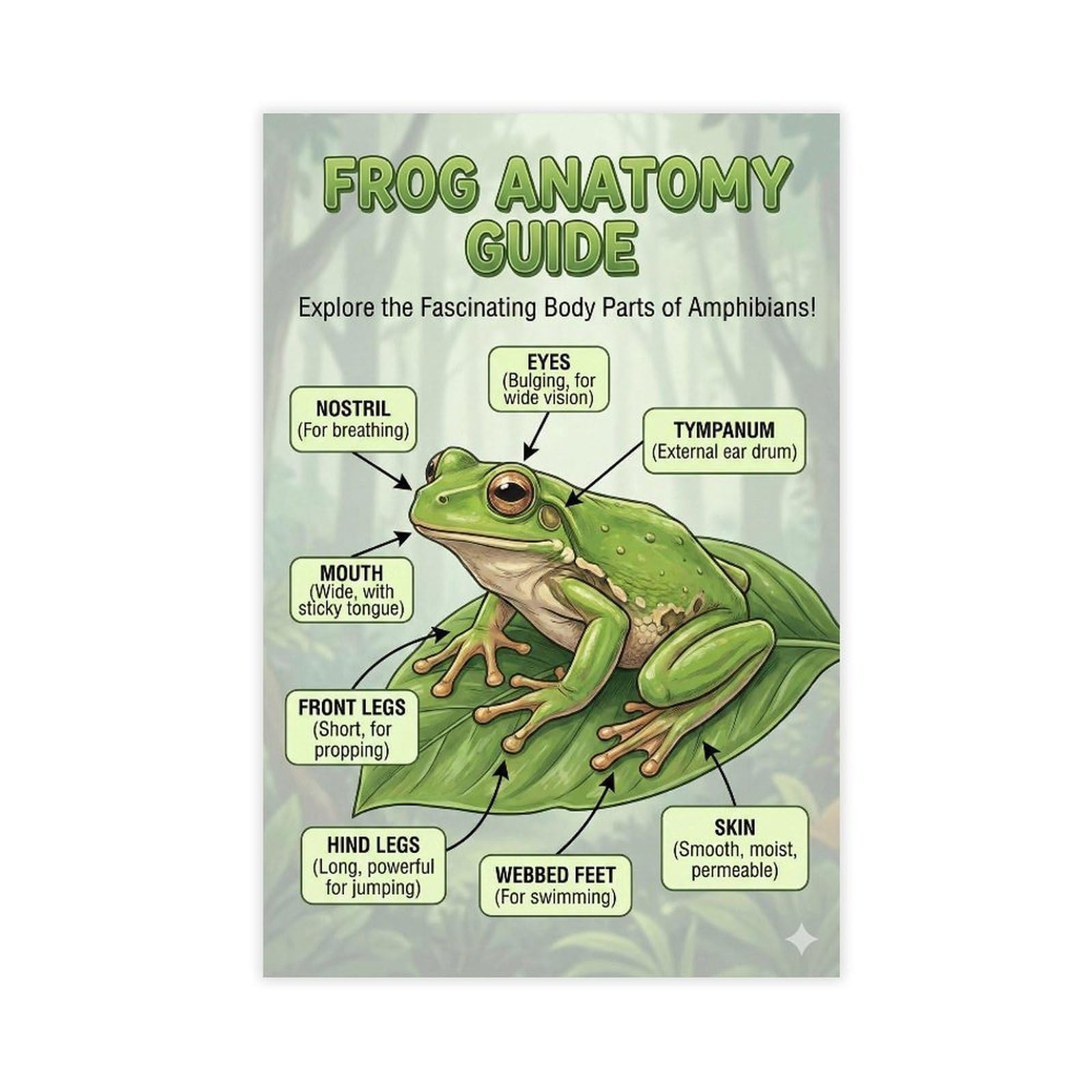 Bareronor Frog Canvas Poster for Living Room Decor Gift