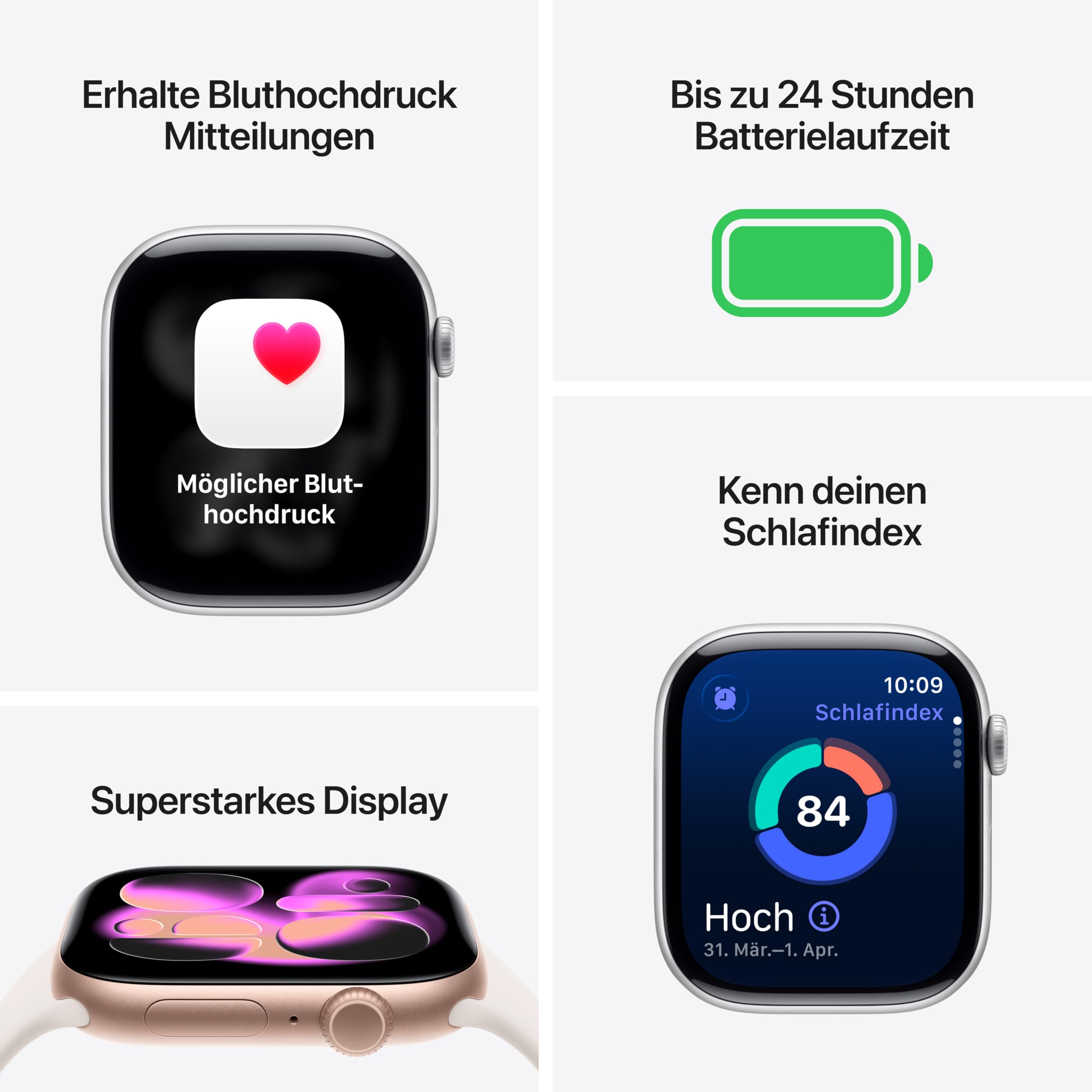 Apple Watch Series 11 GPS 46 mm Smartwatch mit Aluminiumgehäuse in Diamantschwarz und Sportarmband in Schwarz (M/L). Schlafindex, Fitnesstracker, Gesundheitstracking, Always-On Display, Wasserschutz