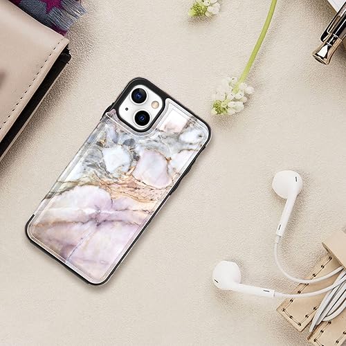 Miniatura 7 de LETO Funda para iPhone 15+ Plus con tapa tipo folio de cuero, diseños de flores de moda, ranuras para tarjetas, función atril, funda protectora para