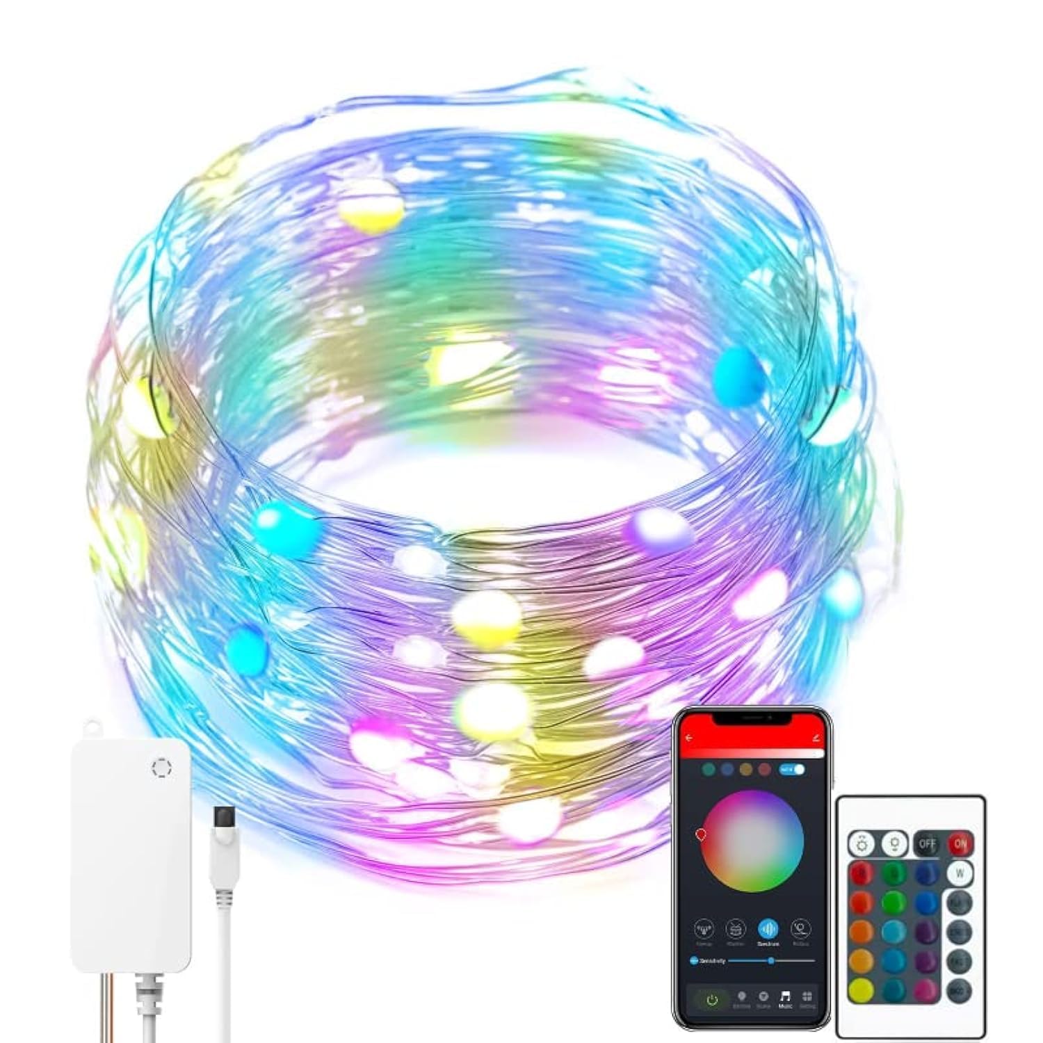 UanTii Tuya Smart WiFi LED Fairy String Lights Dream color RGBIC USB Strip Lights Music Sync Timing Schedule Waterproof Lighting Strips Works with Alexa Google Home 10M