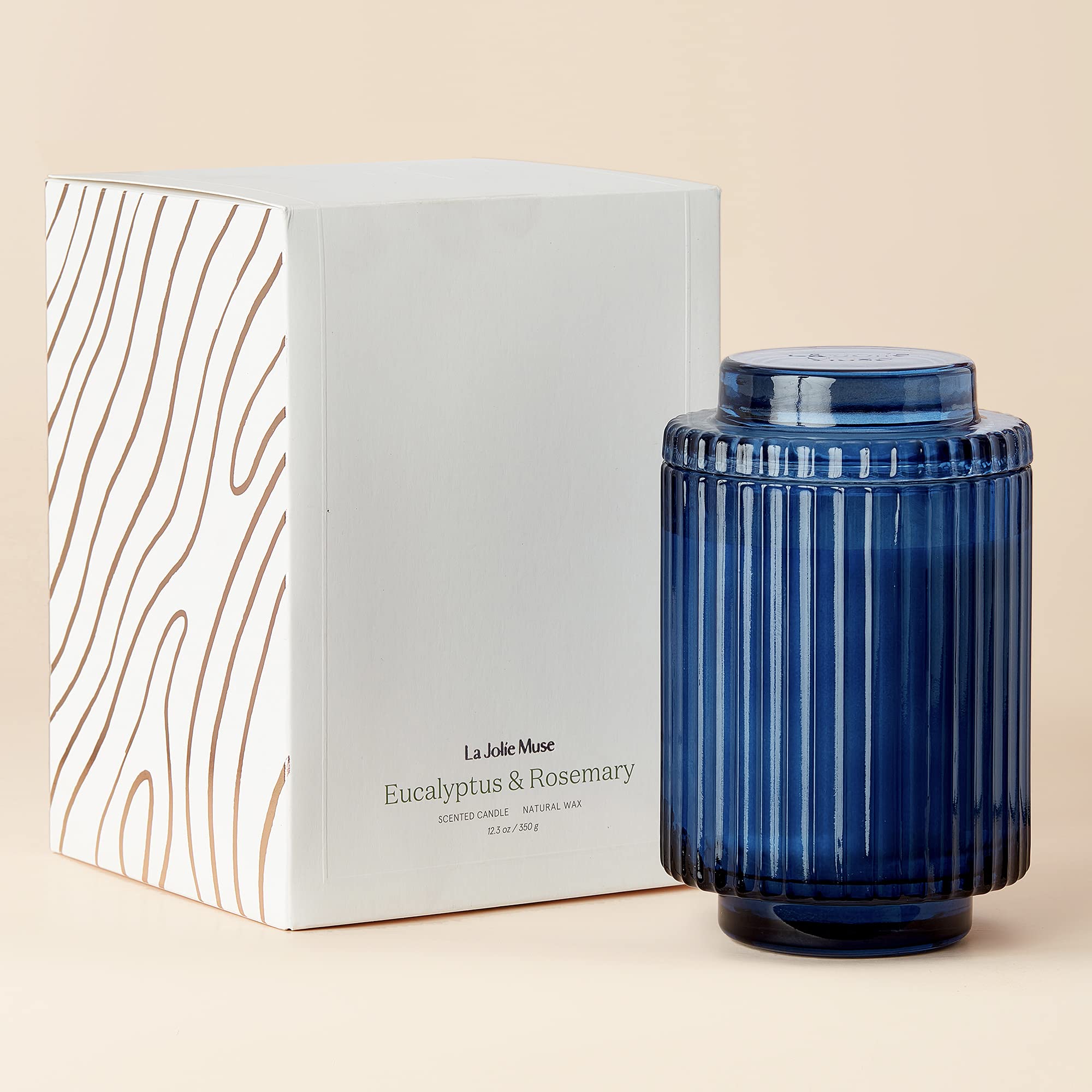 LA JOLIE MUSE Vela Aromática de Eucalipto y Romero, Cera Natural, 350g, 80 Horas