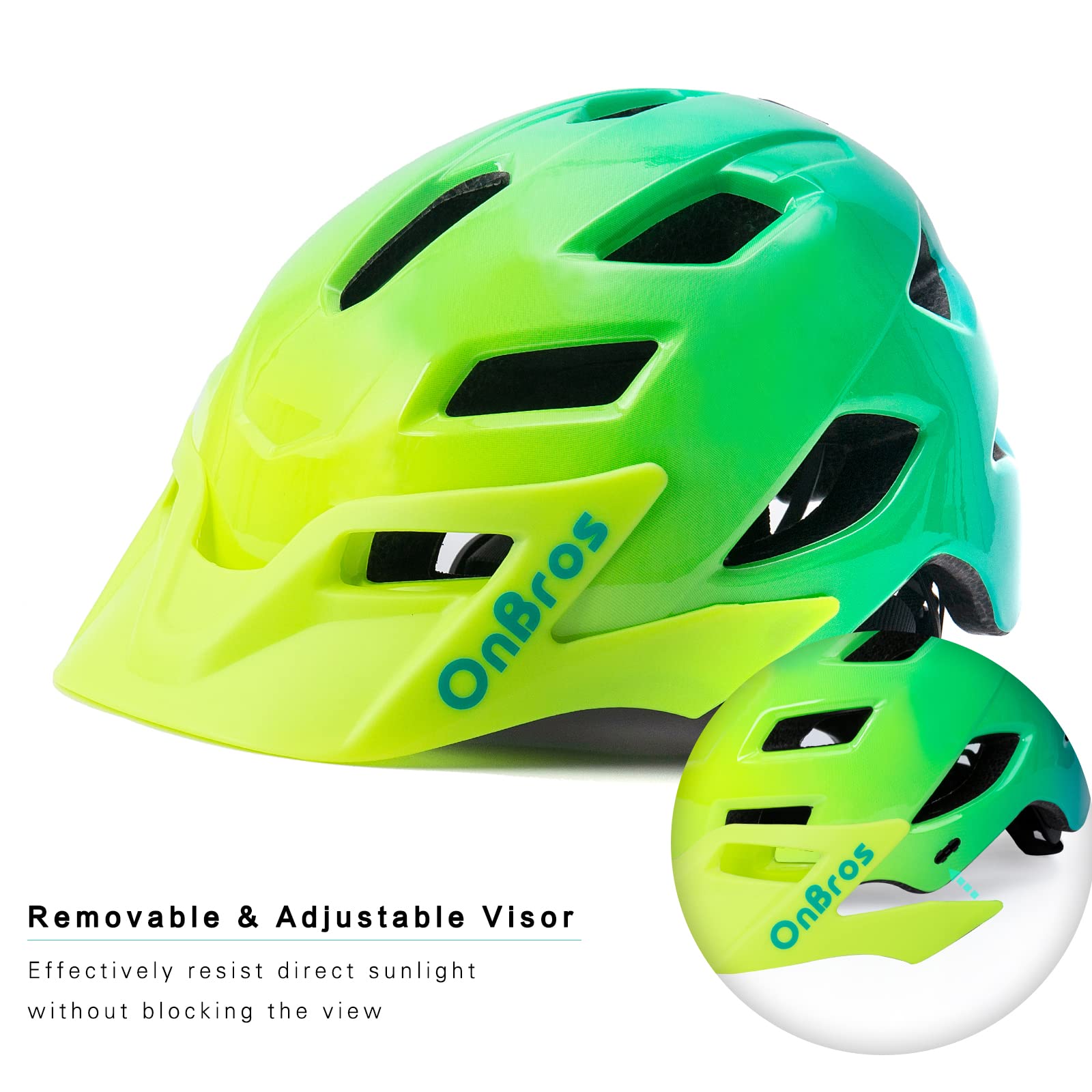 OnBros Fahrradhelm Kinder, Mädchen und Jungen Helm Kinder für 5-13 Jahre Kinderfahrradhelm mit Visier Fahrrad Helm Kind 50-57CM für Skateboarding Scootering und Radfahren