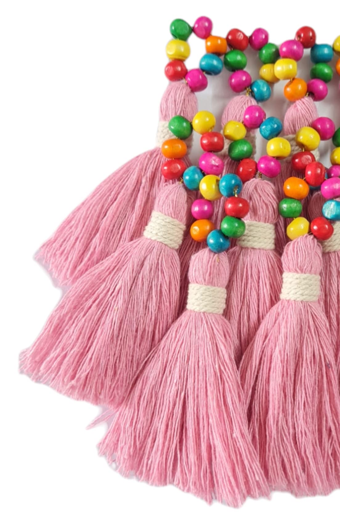 Zippy Flora Mini Cotton Tassels with Colored Beads (Pack of 12)