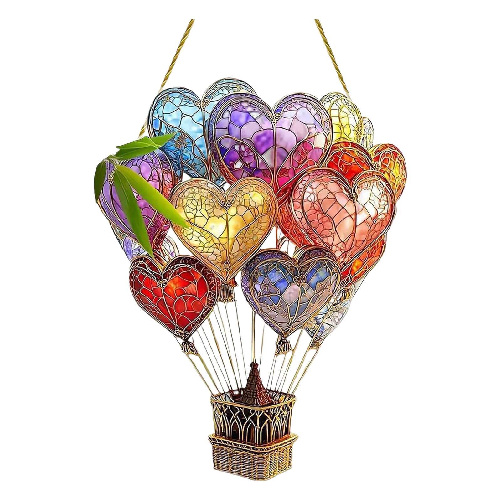 Hot Air Balloon Solar Garden Light - Solar Garden Lights Outdoor Waterproof With Flickering Flame, Hot Air Balloon Model, Glass Outdoor Solars Hanging Lights For Gardens Yard Halloween Christmas — image 1