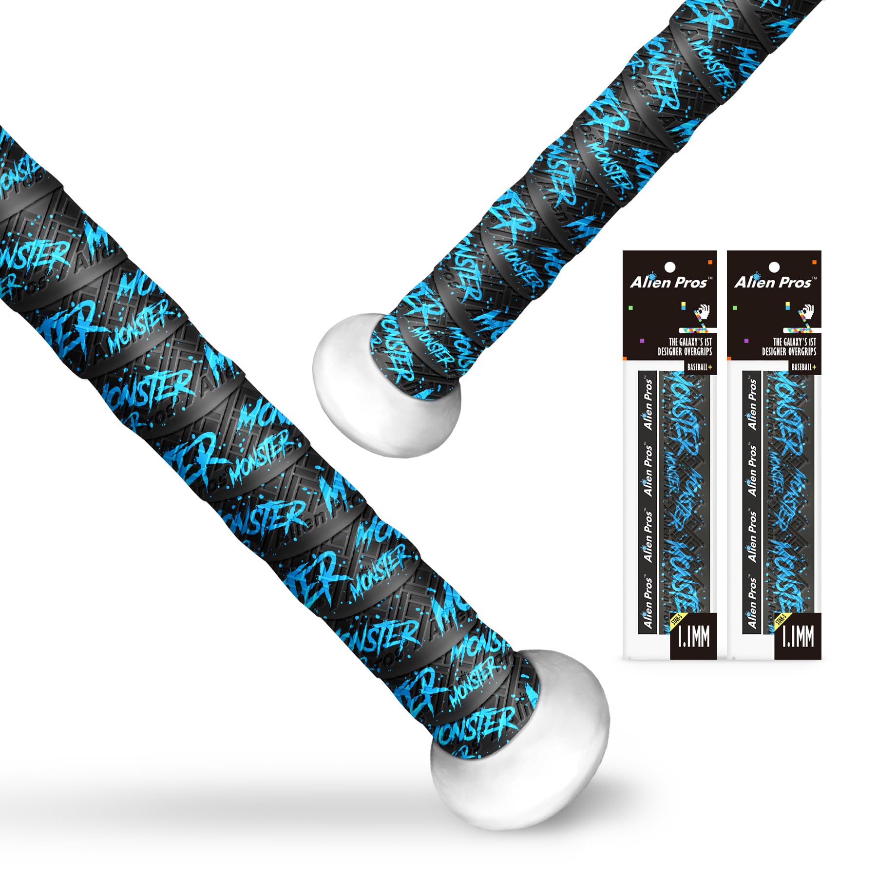 ALIEN PROS Bat Grip Tape for Baseball New 1.1 MM Precut and Pro Quality Bat Tape Wrap Your Bat for an Epic Home Run (2 Pack) Replacement for Old Baseball bat Grip