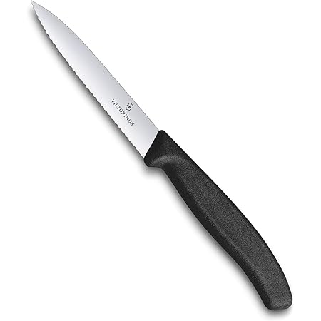 Victorinox VIC-6.7733 Swiss Classic Paring 4" Serrated Spear Point Blade 5/8" Width at Handle Black