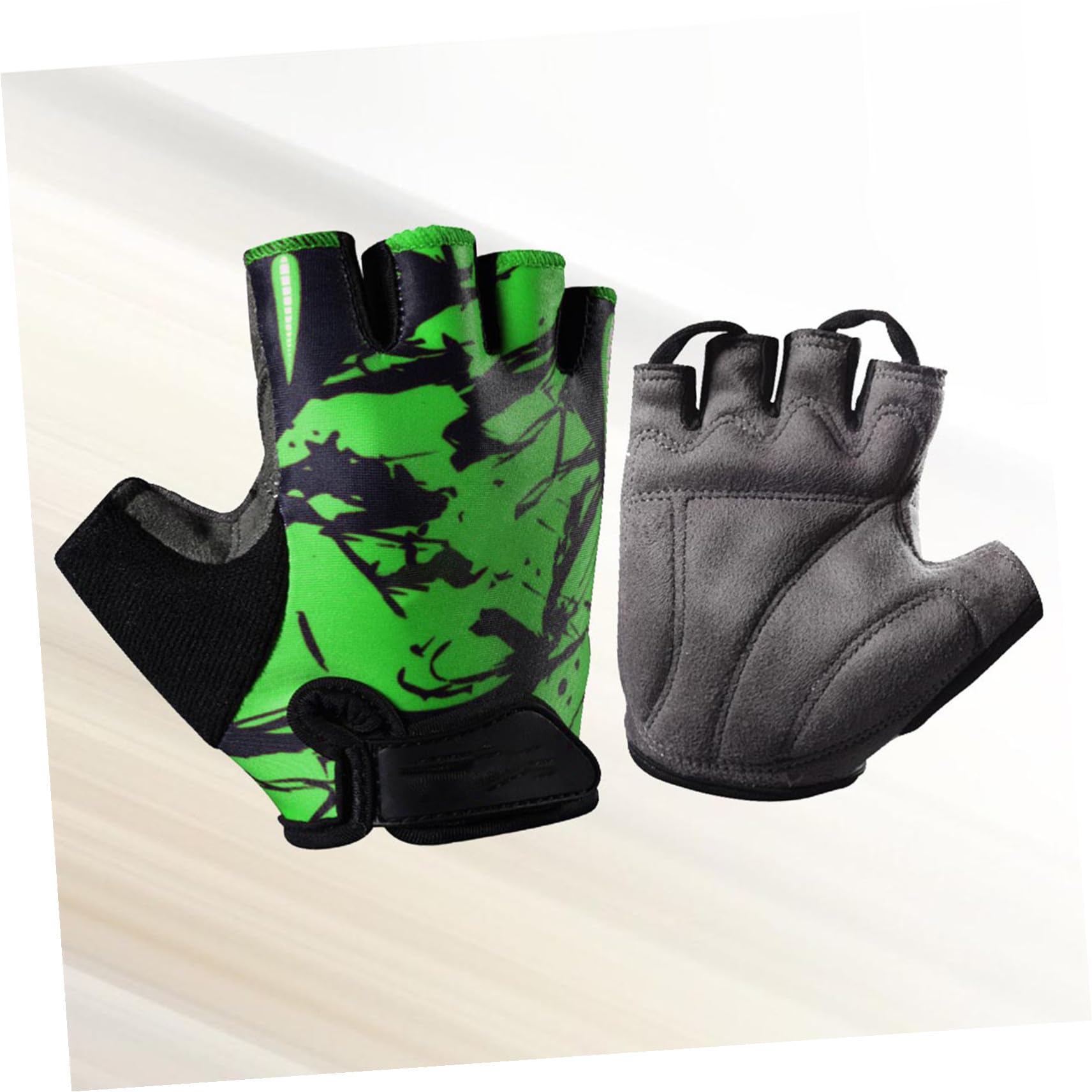 GALPADA 3stücke Kids Outdoor Sport Handschuhe Atmungsaktive Halbfinger Racing Und Workout-Handschuhe Für Junge Mädchen rutschfest Und Stoßdämpfend Grün Totem