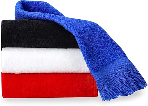 Miniatura 3 de Toalla de mano reversible con flecos (tamaño 11 pulgadas de ancho x 18 pulgadas de largo) Juego de toallas de algodón de rizo para uso en la cara y