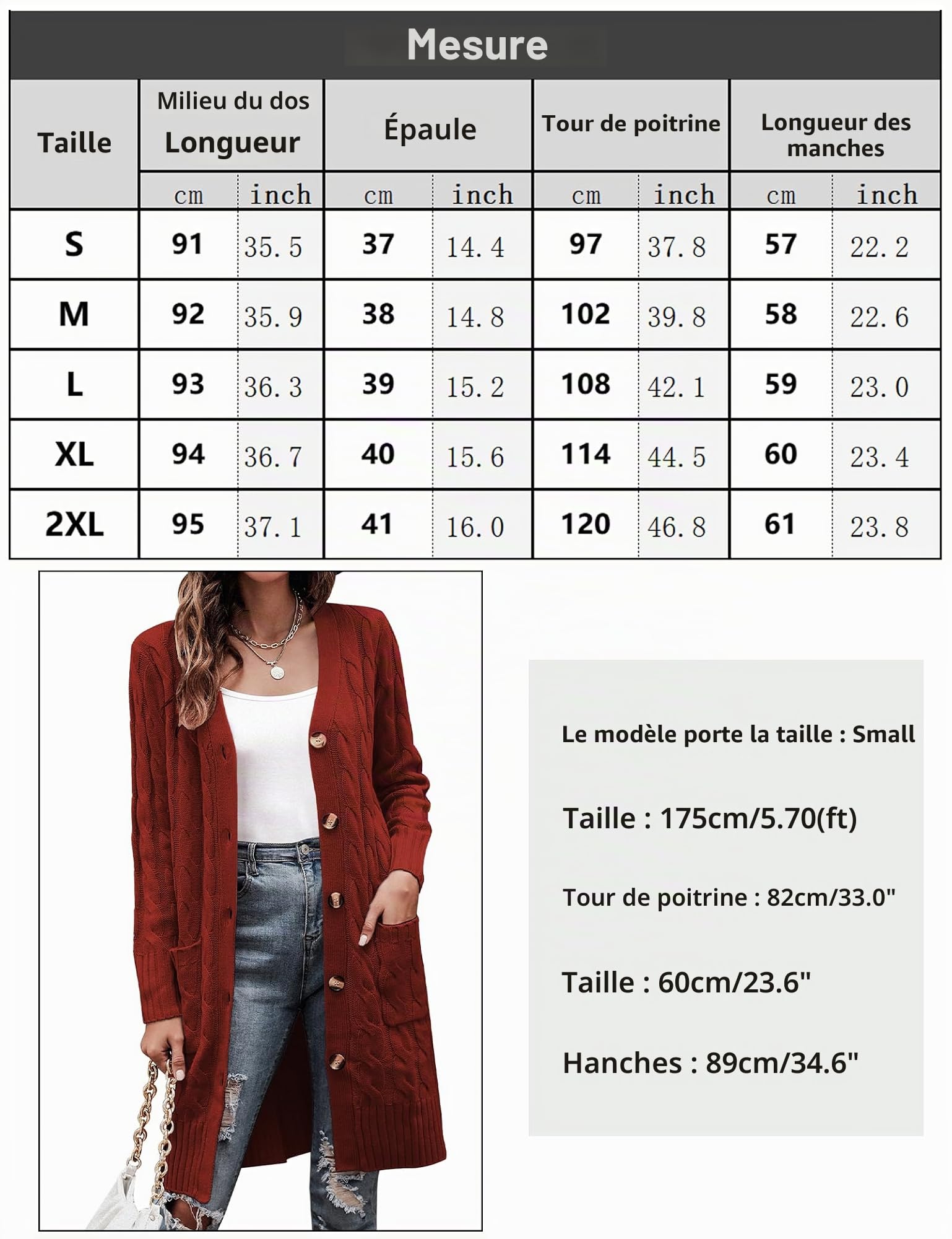 Aottori Gilet Long Femme Manches Longues Coupe Longue Automne Hiver Ouvert | Maille longue, devant ouvert avec manches longues, coupe longue, adapté au quotidien bureau ou voyage, pendant les loisirs