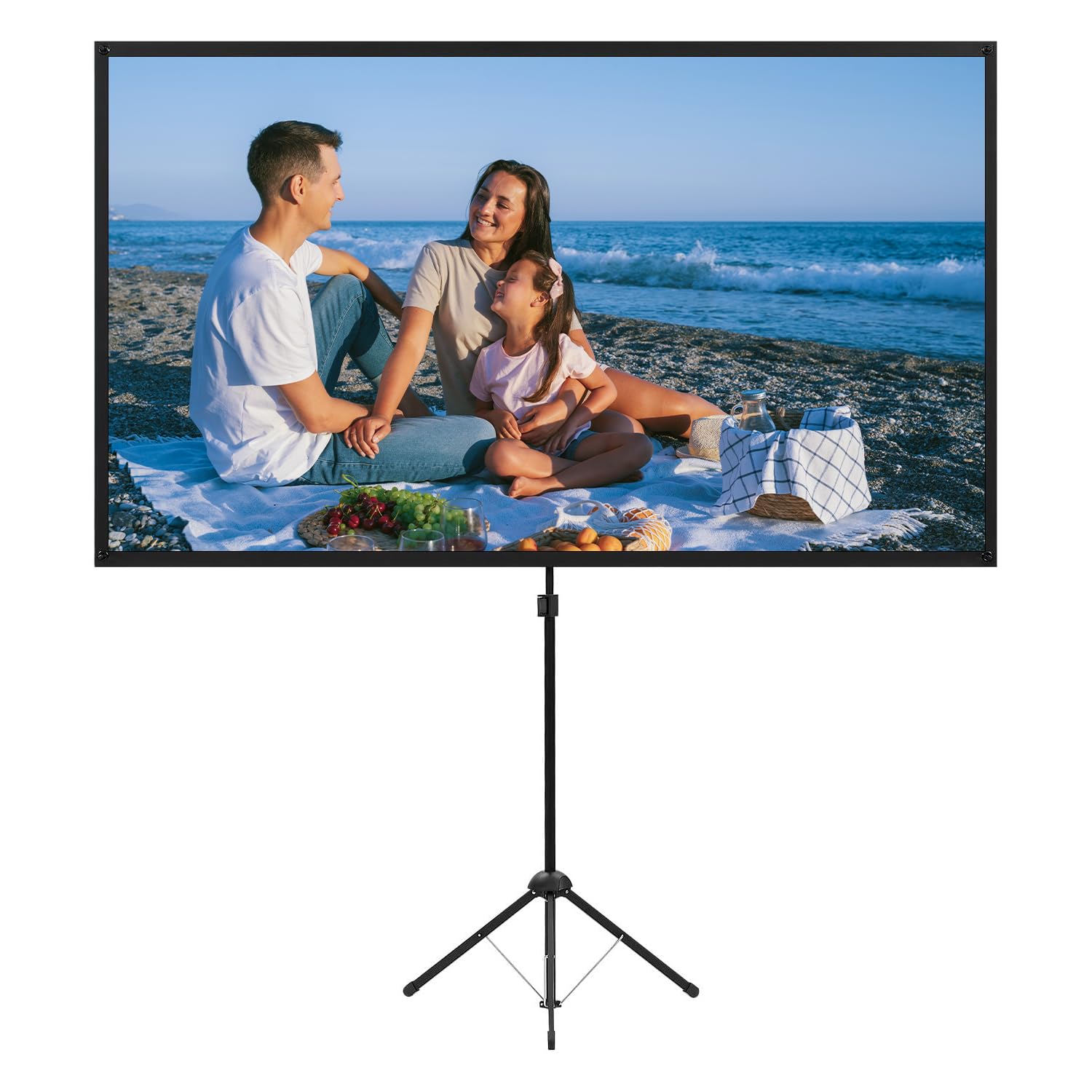 Projector Screen with Stand, 100 inch Portable Projector Screens, 16:9 Wrinkle-Free Projector Screen with Tripod Stand, 1.3 Gain, 160° Viewing Angle for Indoor Outdoor