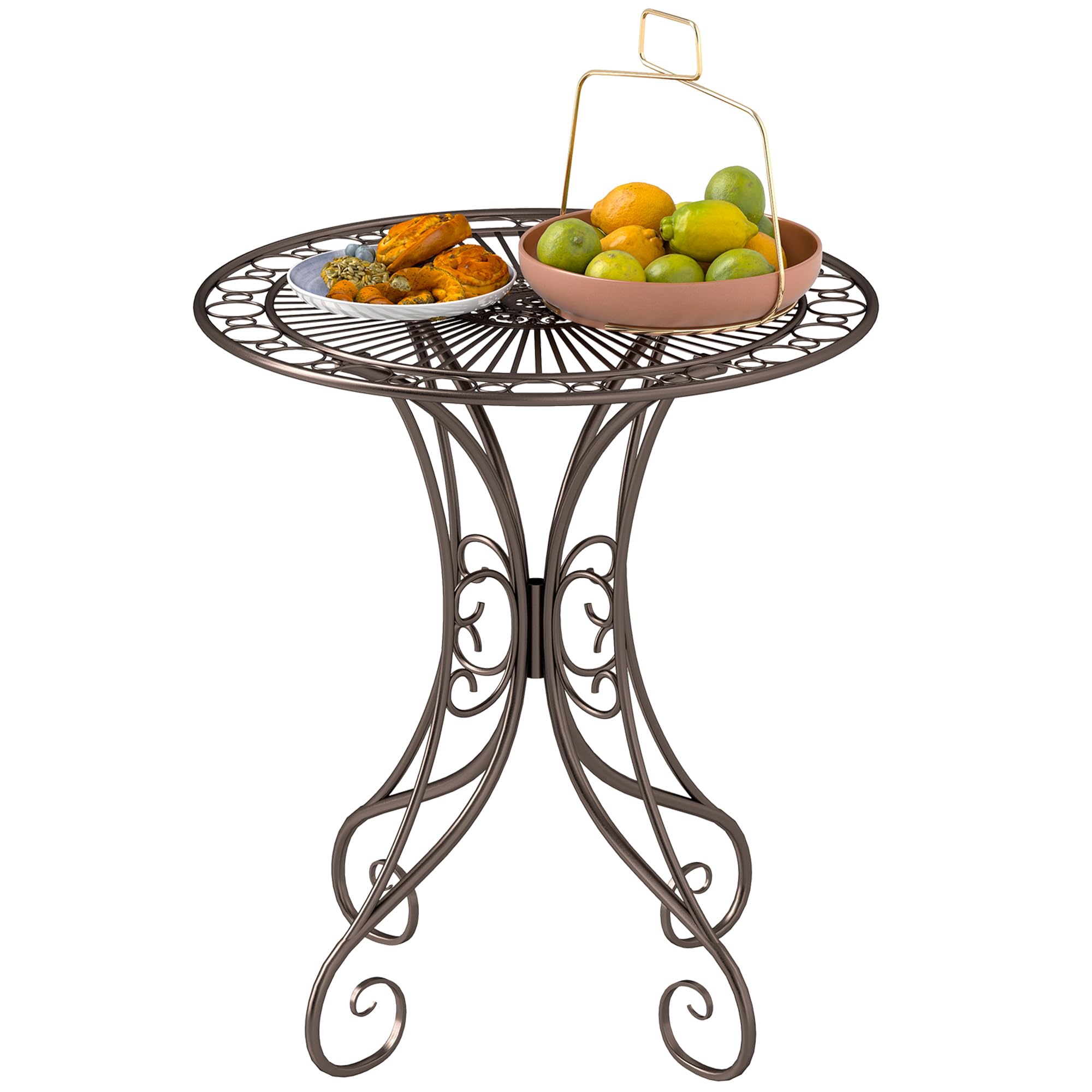 Tavolo Da Giardino Rotondo &Oslash;66cm In Acciaio - Nero, Per Esterno