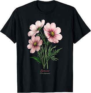 Cosmos Flower Scientific Name Vintage Illustration Flowers T-Shirt