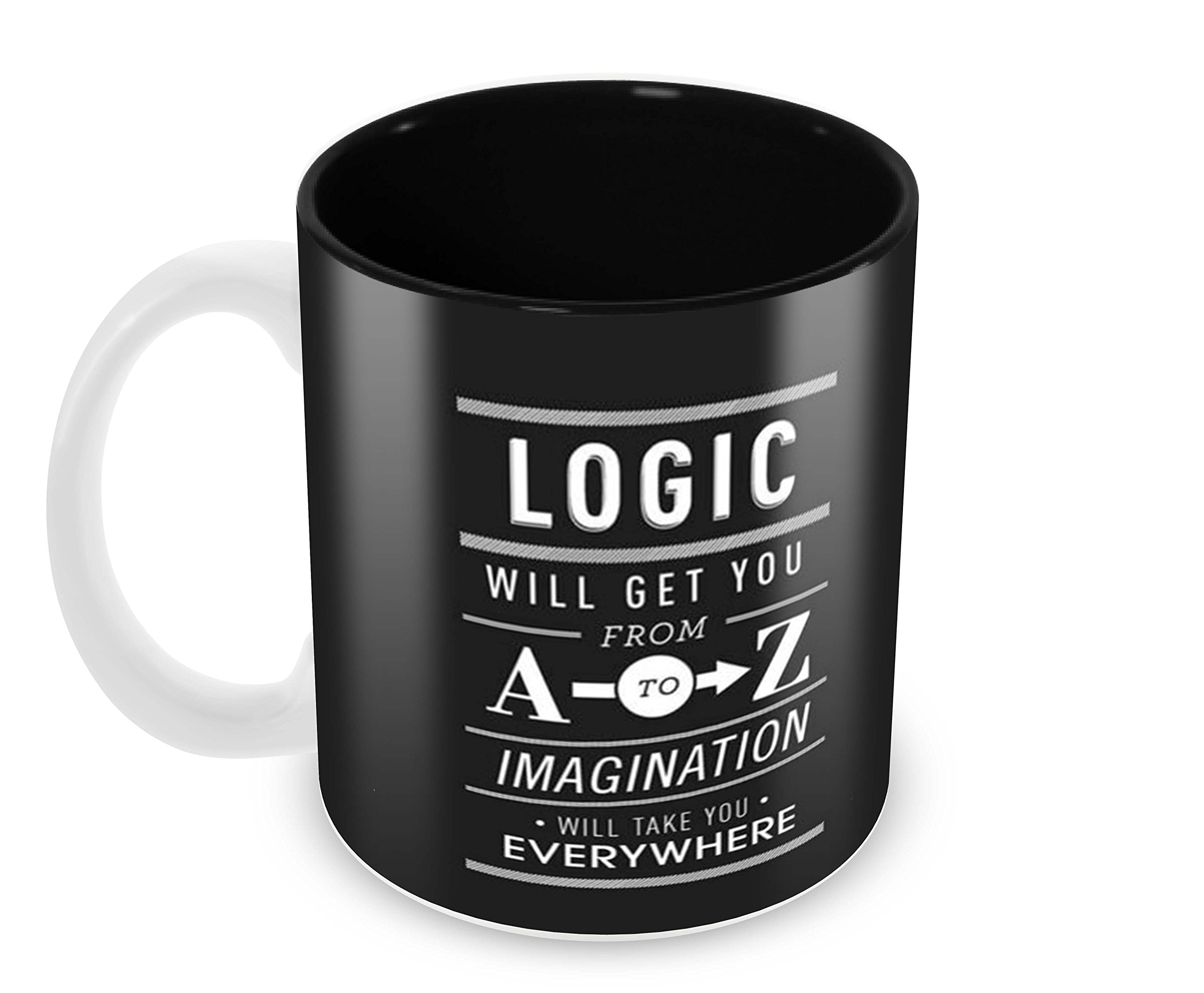 Tuelip Printed Quotes About Logic Logic Will Get You from A to Z Ceramic Tea and Coffee Ceramic Mug, 350ml