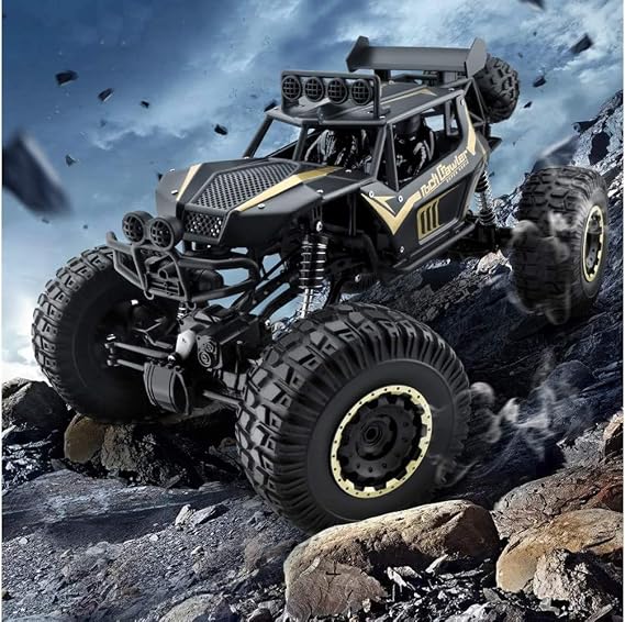 Generic Remote Control Car 2.4G Hz 4Wd Remote Control Car Large Monster Truck Off-Road Lock High Speed Car Remote Control Model Off-Road Car Toy Boys Kids Gift / Gold/1Battery Pack