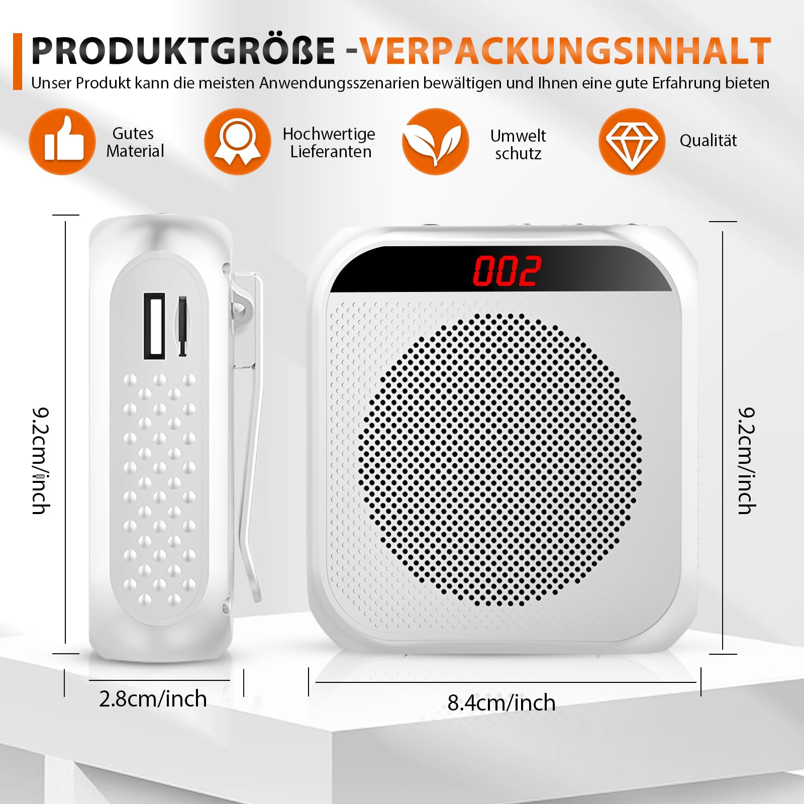 Amplificatore vocale portatile, altoparlante ricaricabile con microfono auricolare, cintura, batteria 2200 mAh, mini amplificatore senza fili per allenatori, insegnanti e guide turistiche