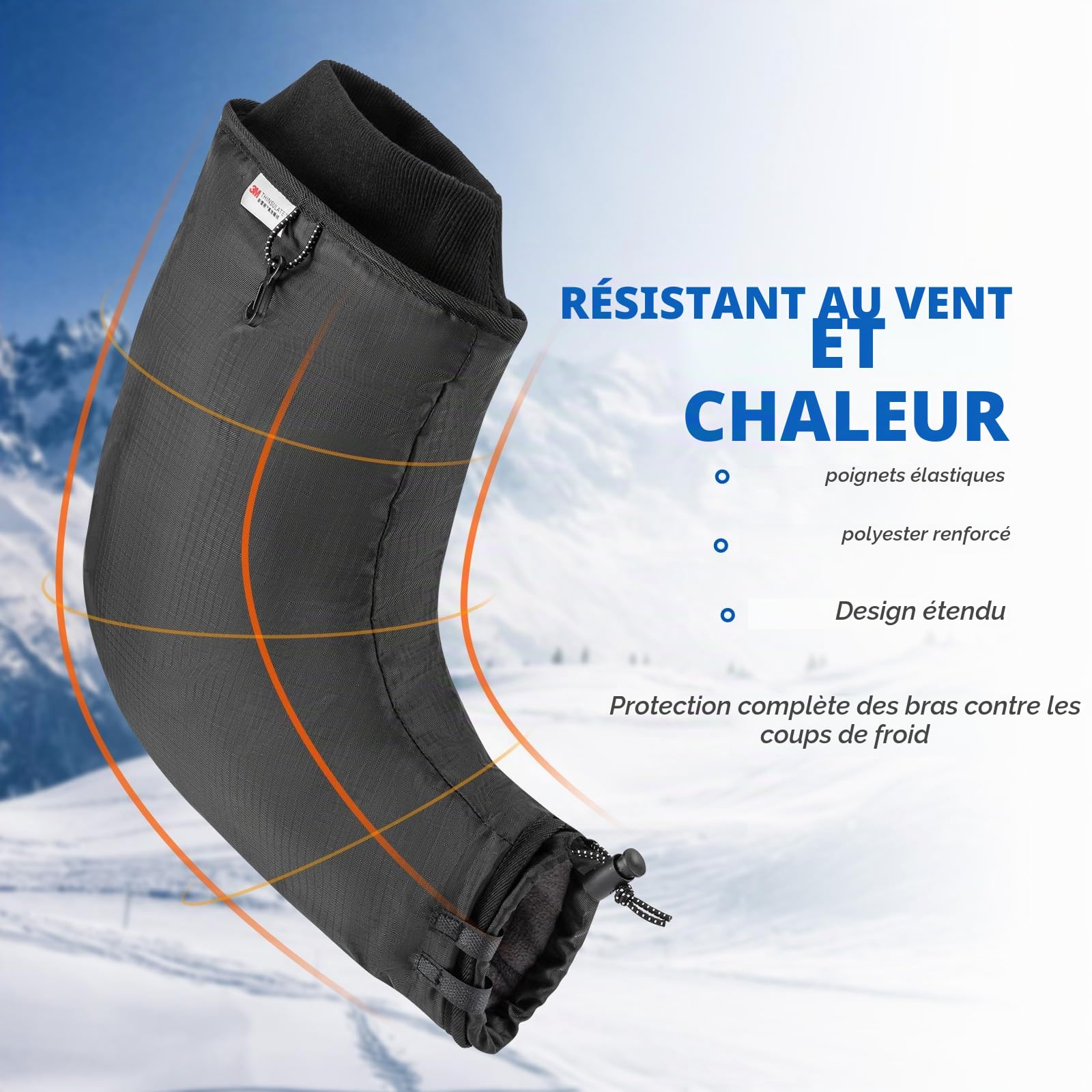 ROCKBROS Manchons Vélo Guidon Thermique Polaire Gants de Guidon Hiver Impeméable Réfléchissant pour VTT Vélo Electrique Trottinette