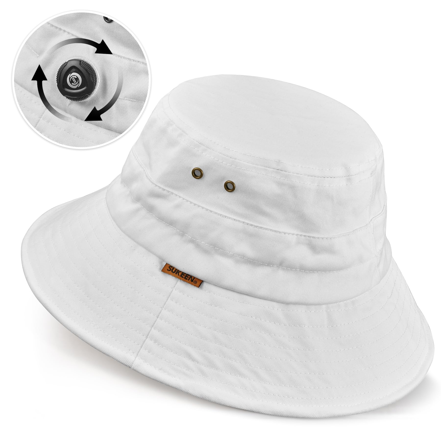 Sukeen Cotton Bucket Hat for Men Women Adjustable Knob Sun Hat UPF 50+ Wide Brim Fishing Hat for Walking Daily Outdoor