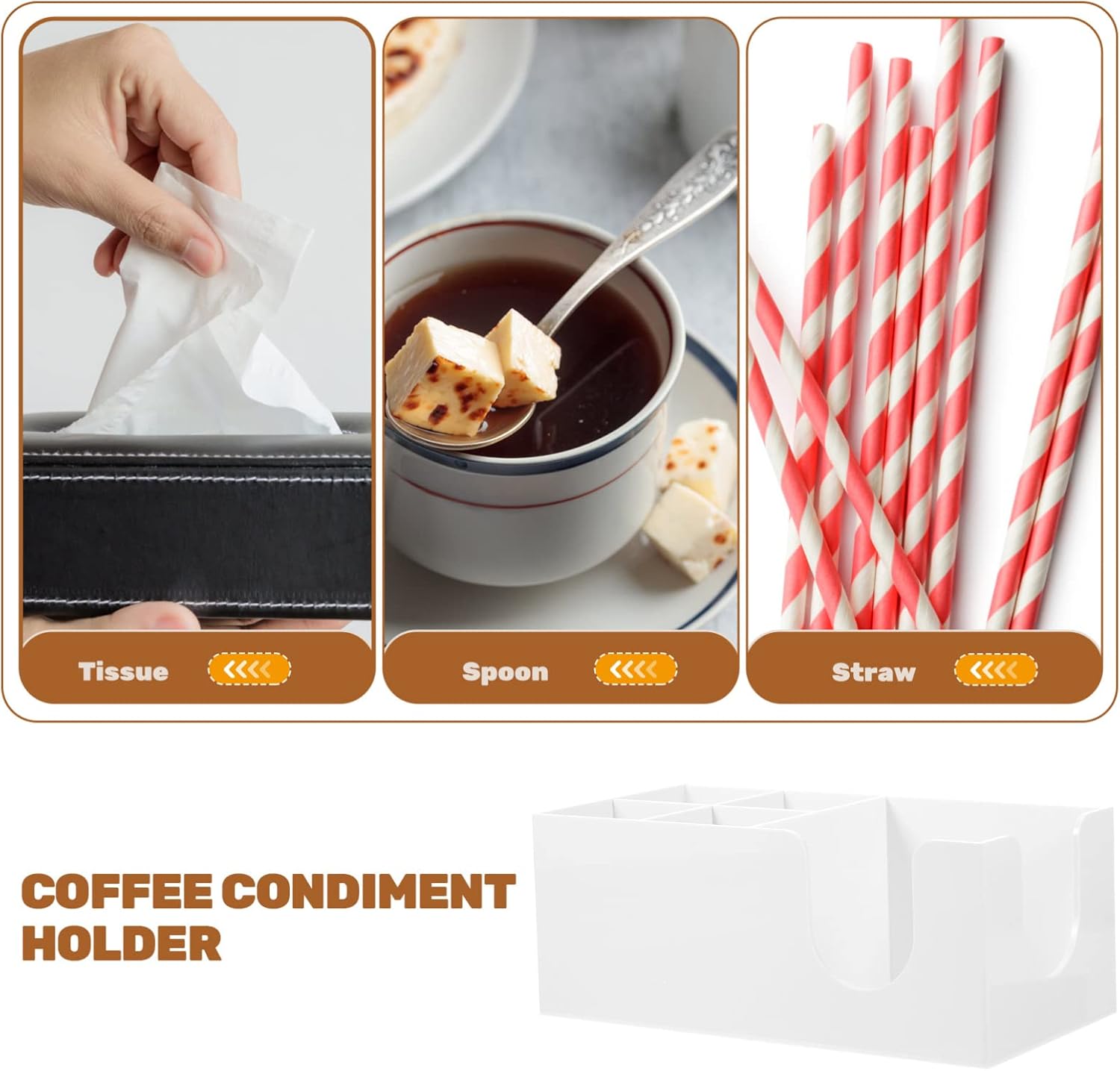 Coffee Station Organizer Acrylic Tea and Coffee Bar Accessories Holder for Sugar Straws Cups and Tea Bags Minimalist Design for Home Kitchen and Use