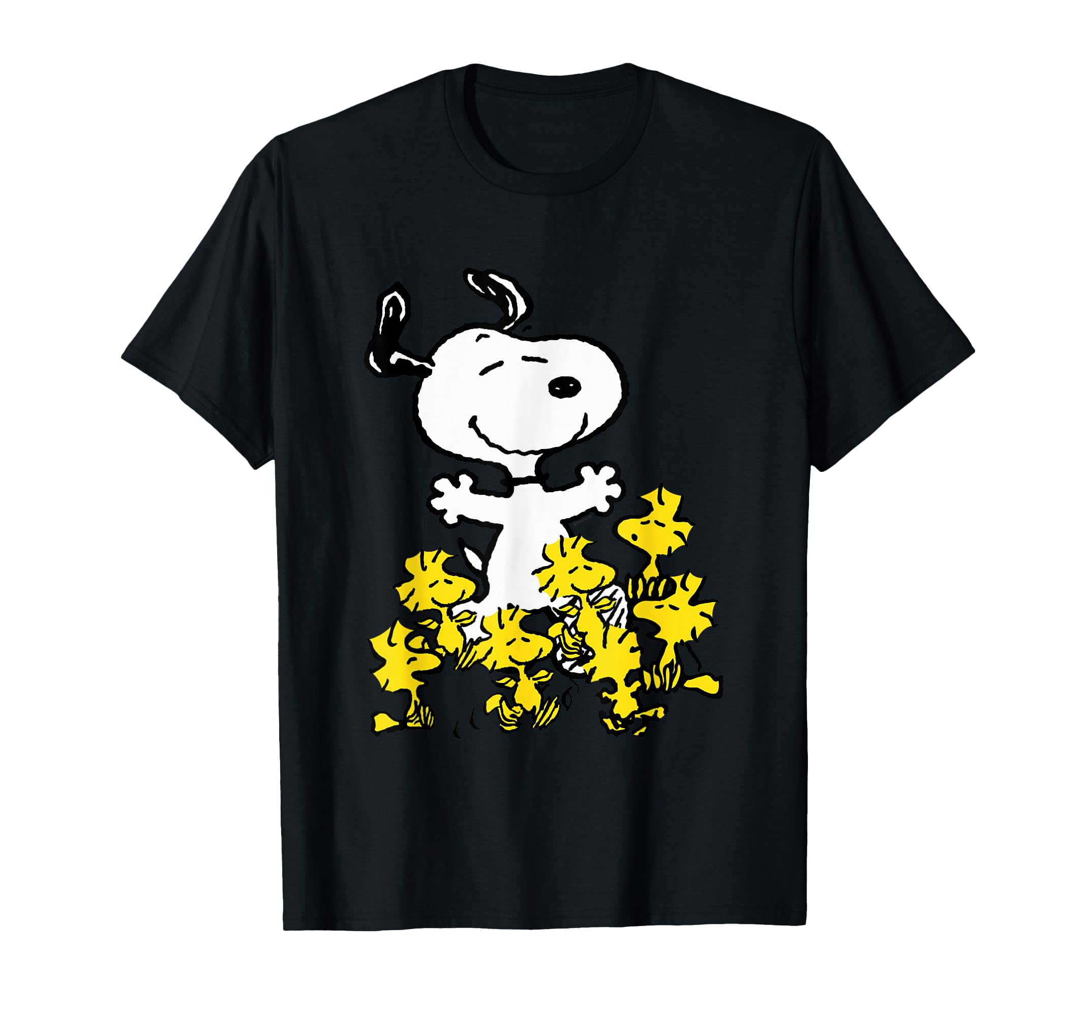 Snoopy Chick Party Crew Neck T-Shirt - Classic Fit, Adult, Black