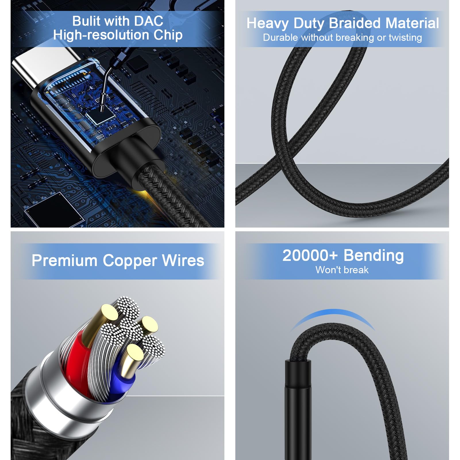 Cavo audio da USB C a jack audio da 3,5 mm per Samsung Galaxy A26/A16/A36/A56/S25 Ultra/S24/S23/S22/S21/S20/0,9 m, adattatore da tipo C a cuffie Aux cavo stereo per iPhone 16 Pro Max/16e/15/Pixel