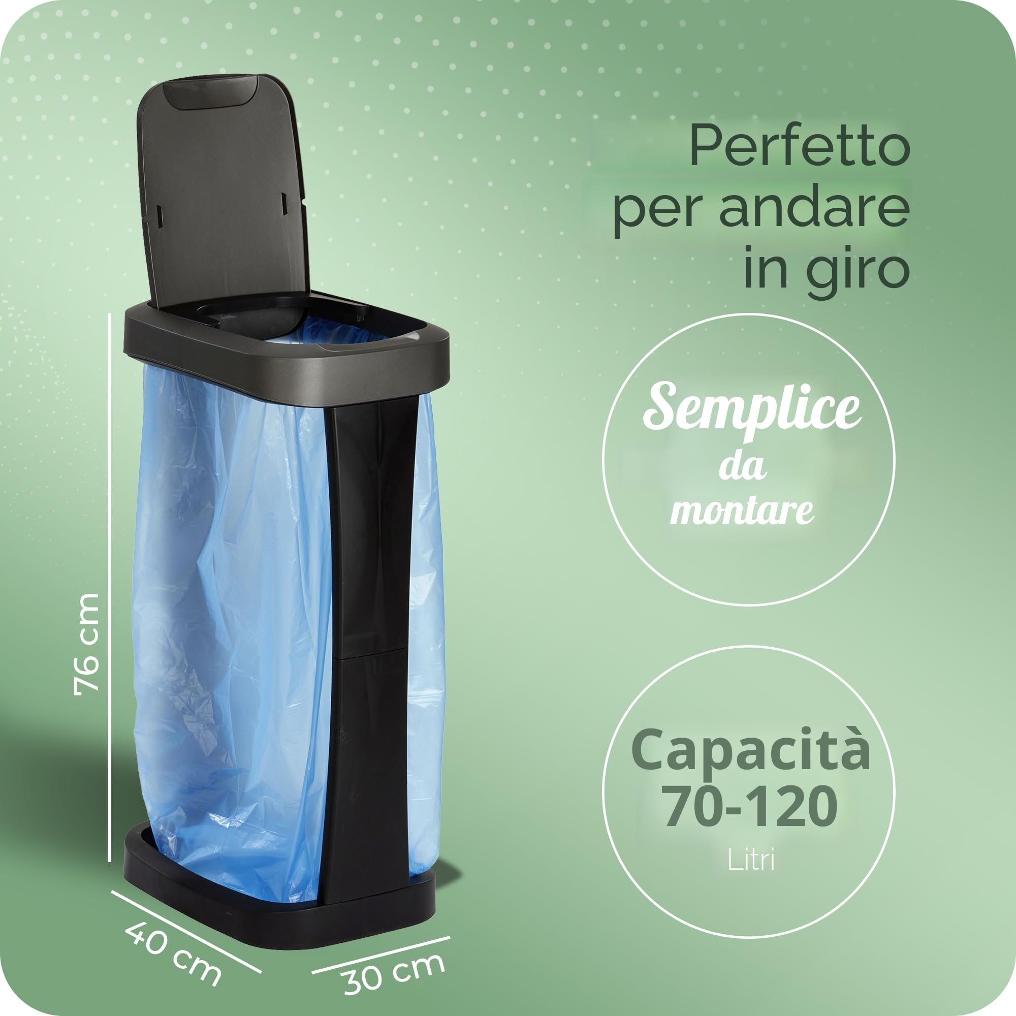Novaliv 3 pezzi Supporto per sacco della spazzatura con coperchio per sacchi da 70L-120L, extra robusto e stabile, adatto per esterni, sacco giallo, supporto per sacco giallo, porta-sacco giallo