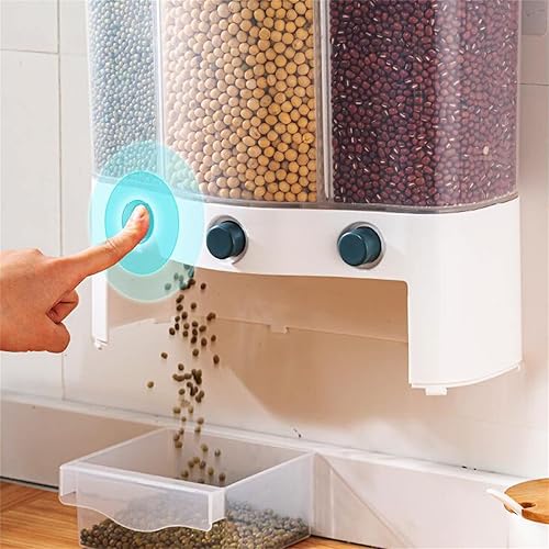 Miniatura 3 de Dispensador de alimentos secos, dispensador de arroz de 3 rejillas, dispensador de granos para granos granulares pequeños