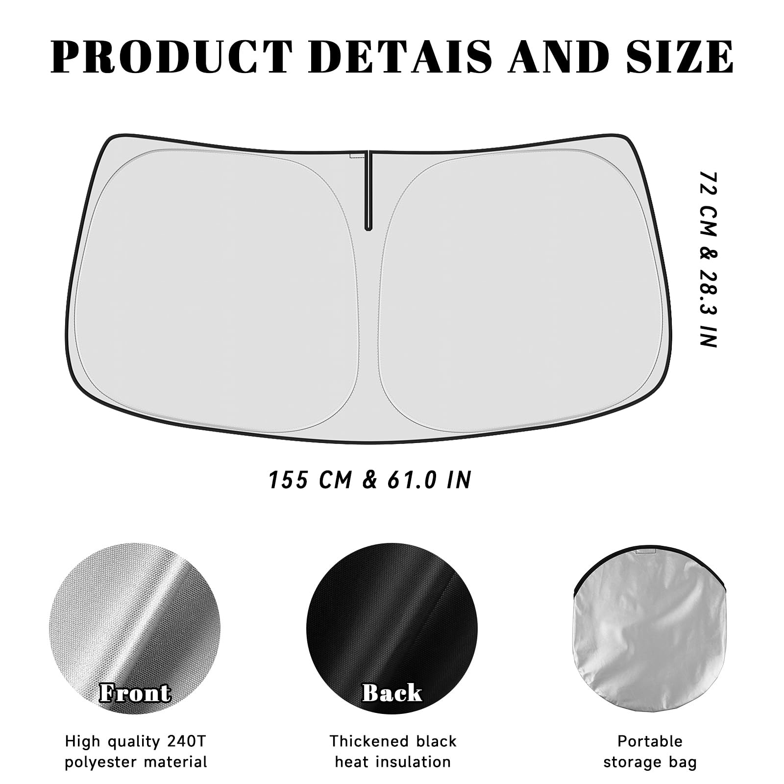 Car Windshield Sun Shade for Chevy 2014-2018 Silverado 1500 for GMC 2014-2018 Sierra 1500 Accessories OEM Design Reflective — view 5