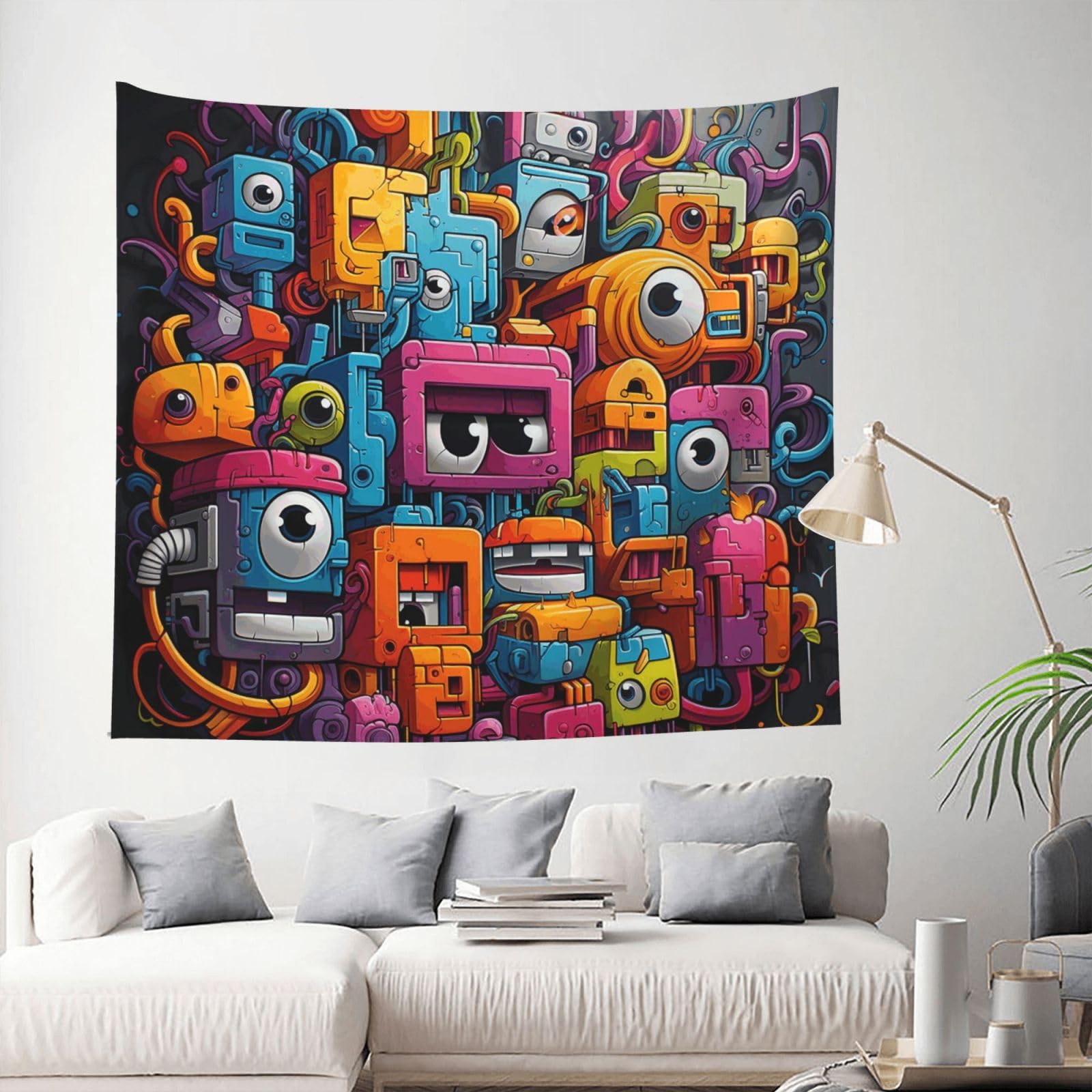 Tapestry 153 X 130 CM Inches Wall Hanging for Living Room Graffiti Drawing Tapestrys Home Decor Soft Aesthetic Tapestries Hanging Decor Blanket Wall Tapestry for Bedroom Dorm Indoor Outdoor