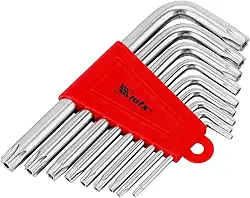 MTX Jogo de Chaves Hexagonais Torx Curtas com Acabamento Acetinado, Kit de Chaves Torx Resistentes