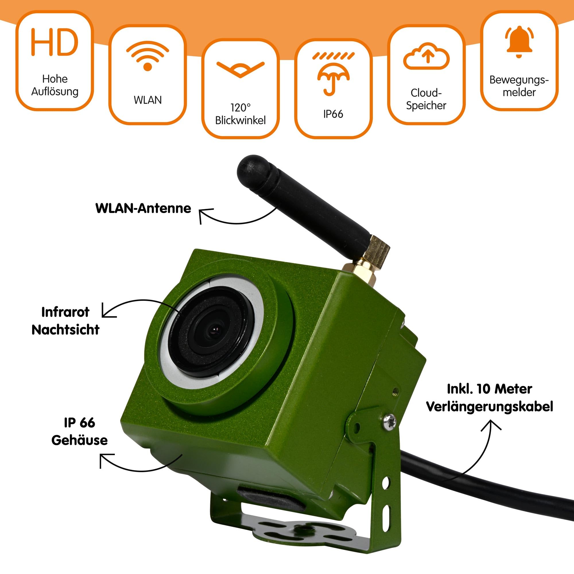 dobar® Großer Nistkasten Spitzdach aus Holz inklusive HD WiFi-Kamera und App mit austauschbaren Einfluglöchern - 25,5 x 22,5 x 53 cm - Grün-Braun
