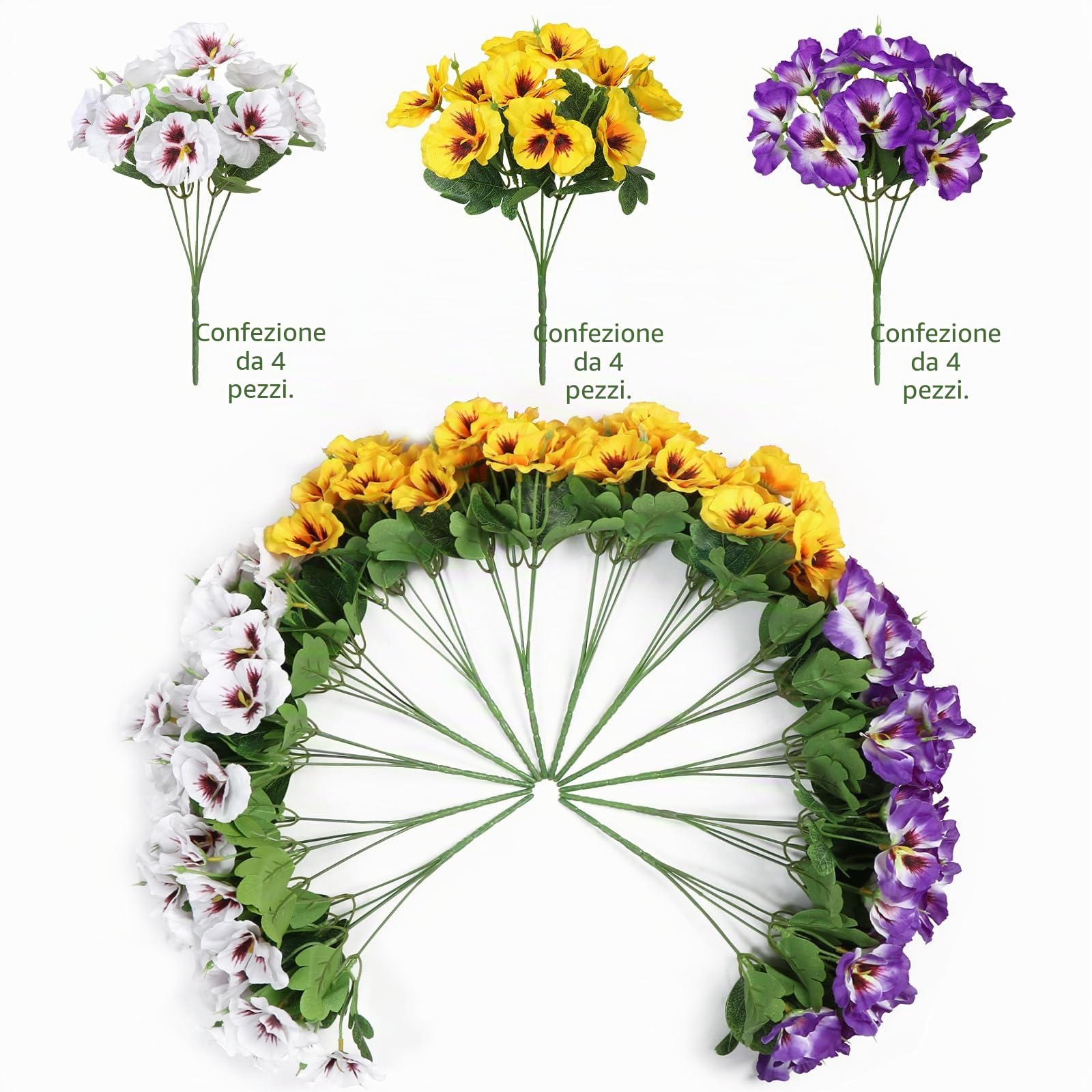 12 Pezzi Viole del Pensiero Artificiali per Esterni Fiori Artificiali in Seta Resistenti ai Raggi UV Fiori Finti Piante in Plastica per Portico Anteriore Giardino Fioriera da Finestra