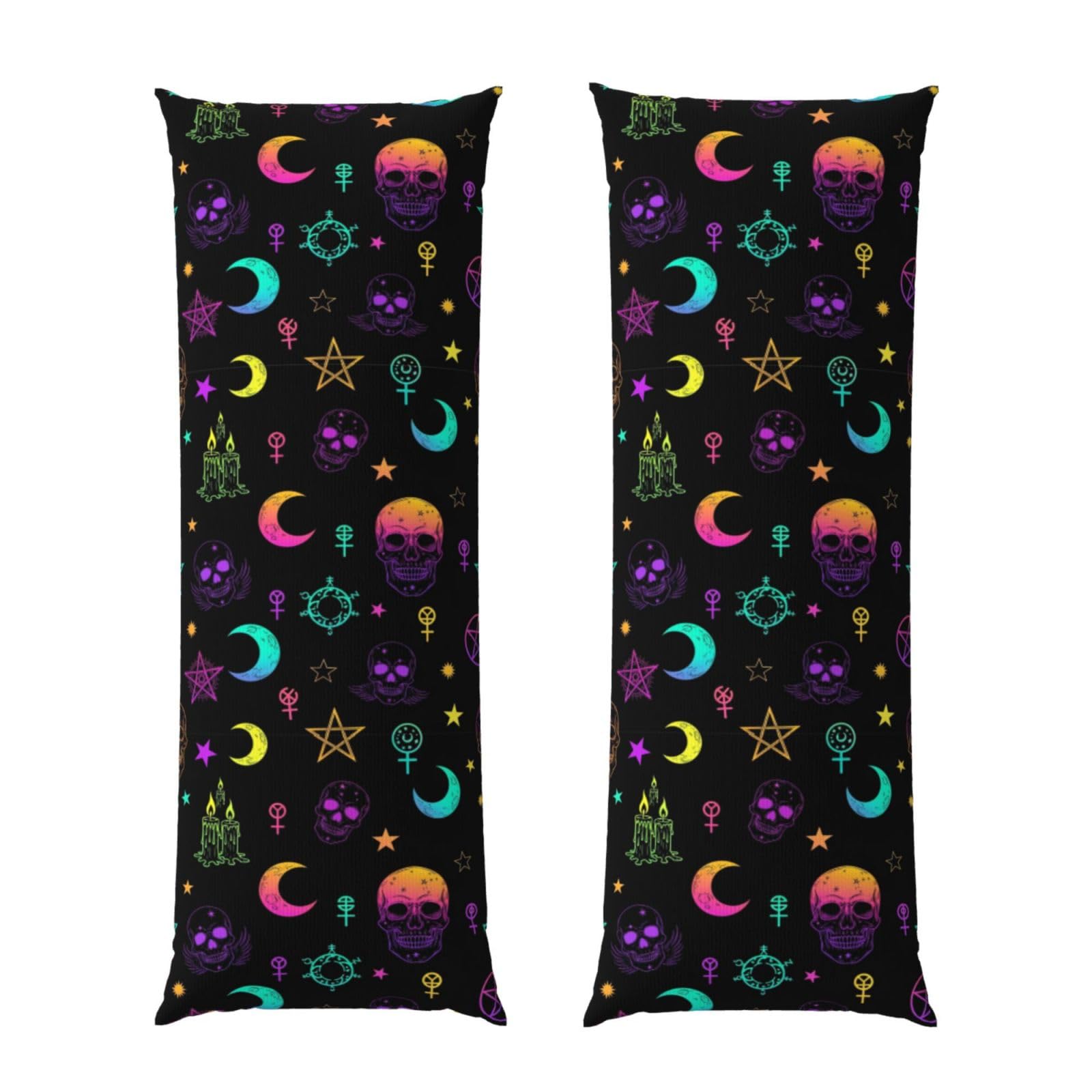Long Body Pillow Cover 20x60 Witch Frogs Goth Moon Skull Mushroom, Premium Zippered Pillowcase, Ultra Soft Brushed Fabric, Breathable Protector for Couch Home Hotel