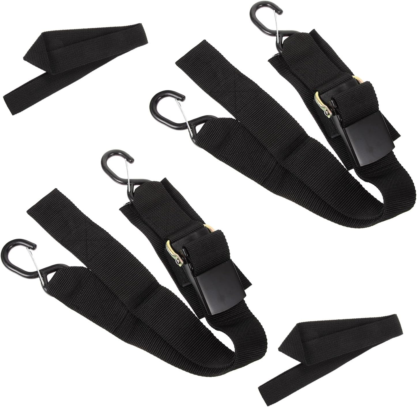Boat Tie Down Straps for Trailer 4pcs Nylon Heavy Duty Transom Winch Straps with Safety Locks Set for Kayak Canoe and Small Boats Secure Fastening on Trailers
