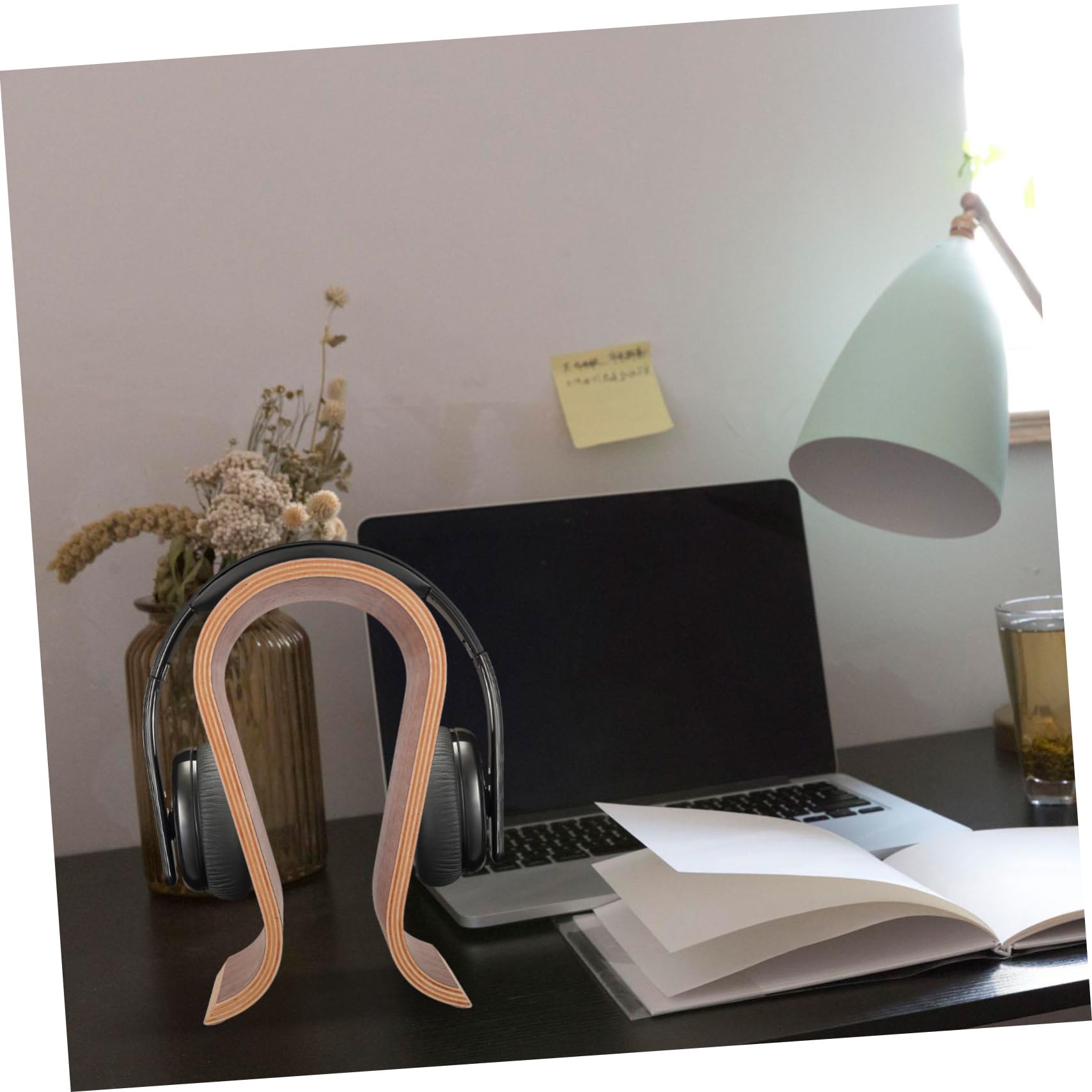 Homoyoyo Soporte De Auriculares De Madera Natural Soporte para Escritorio Exhibidor De Auriculares Diseño Sencillo y Compacto Almacenamiento Resistente y Duradero