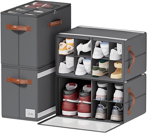 Paquete de 4 organizadores de zapatos para armario, organizador plegable de almacenamiento de zapatos con divisores ajustables y cubierta disponible en Yaxa Costa Rica