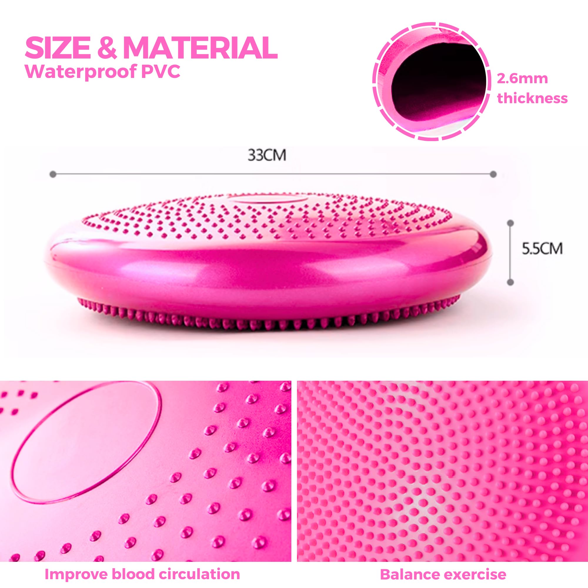 Relaxdays Disco Di Bilanciamento Da 33 Cm Con Pompa Ad Aria - Foto 5