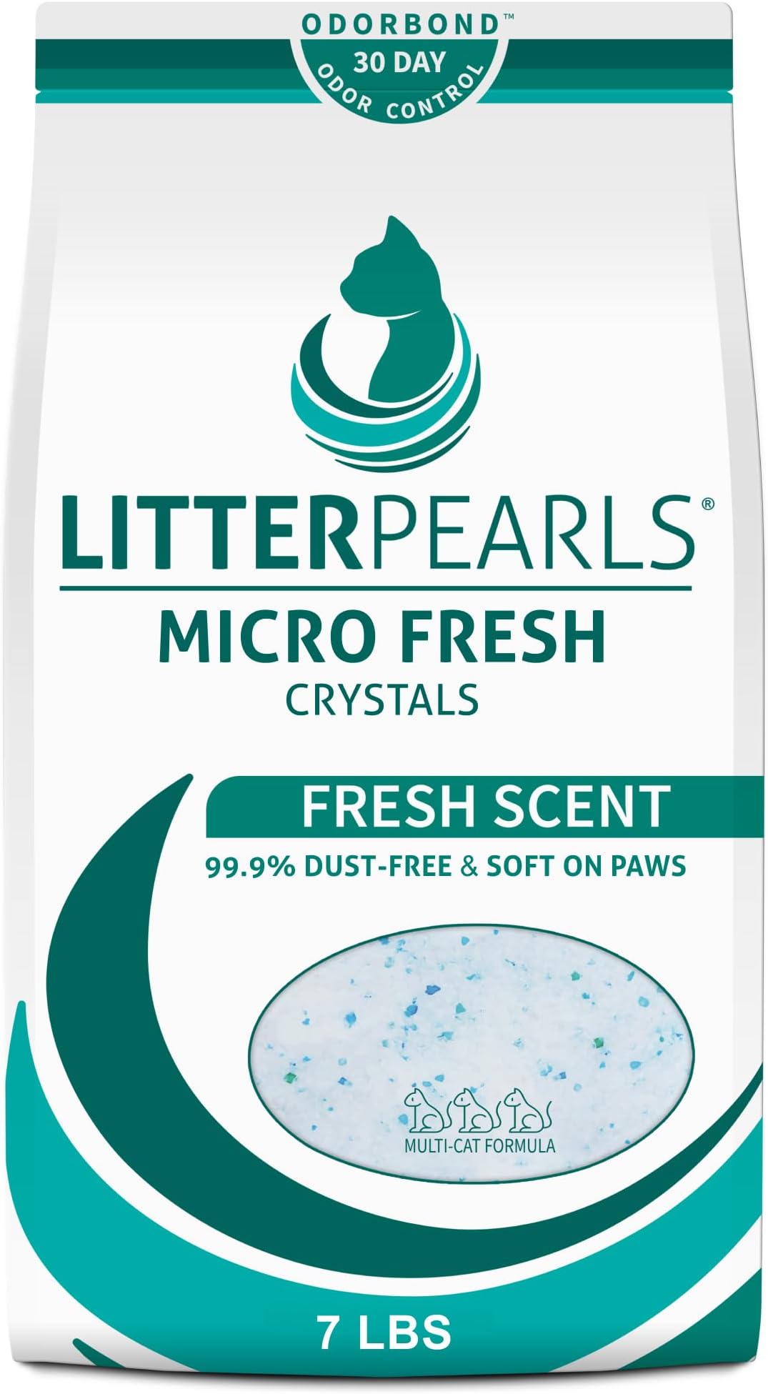 Micro Fresh Scented Non-Clumping Crystal Cat Litter with Odorbond, 7lb,White, Clear and Blue Crystals,10609