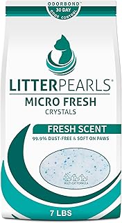 Litter Pearls Micro Fresh 향기 나는 뭉치지 않는 크리스탈 고양이 모래, 냄새 결합, 3.2kg(7파운드)
