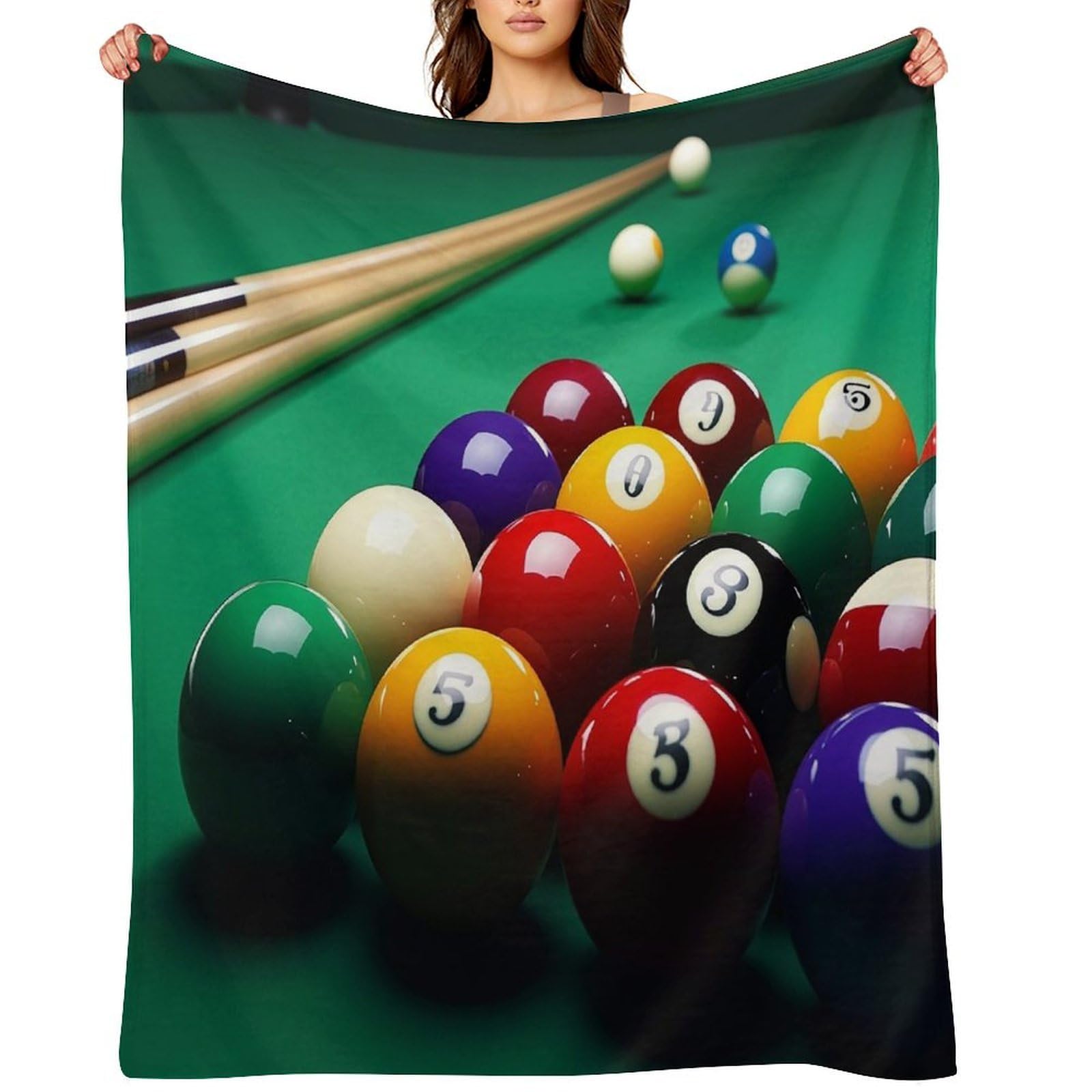 Flannel Fleece Throw Blanket - 30"x40" Super Soft Plush,Lightweight Wrinkle Resistant Cozy Billiards Blanket for Couch Sofa Bed Travel Camping and Gift