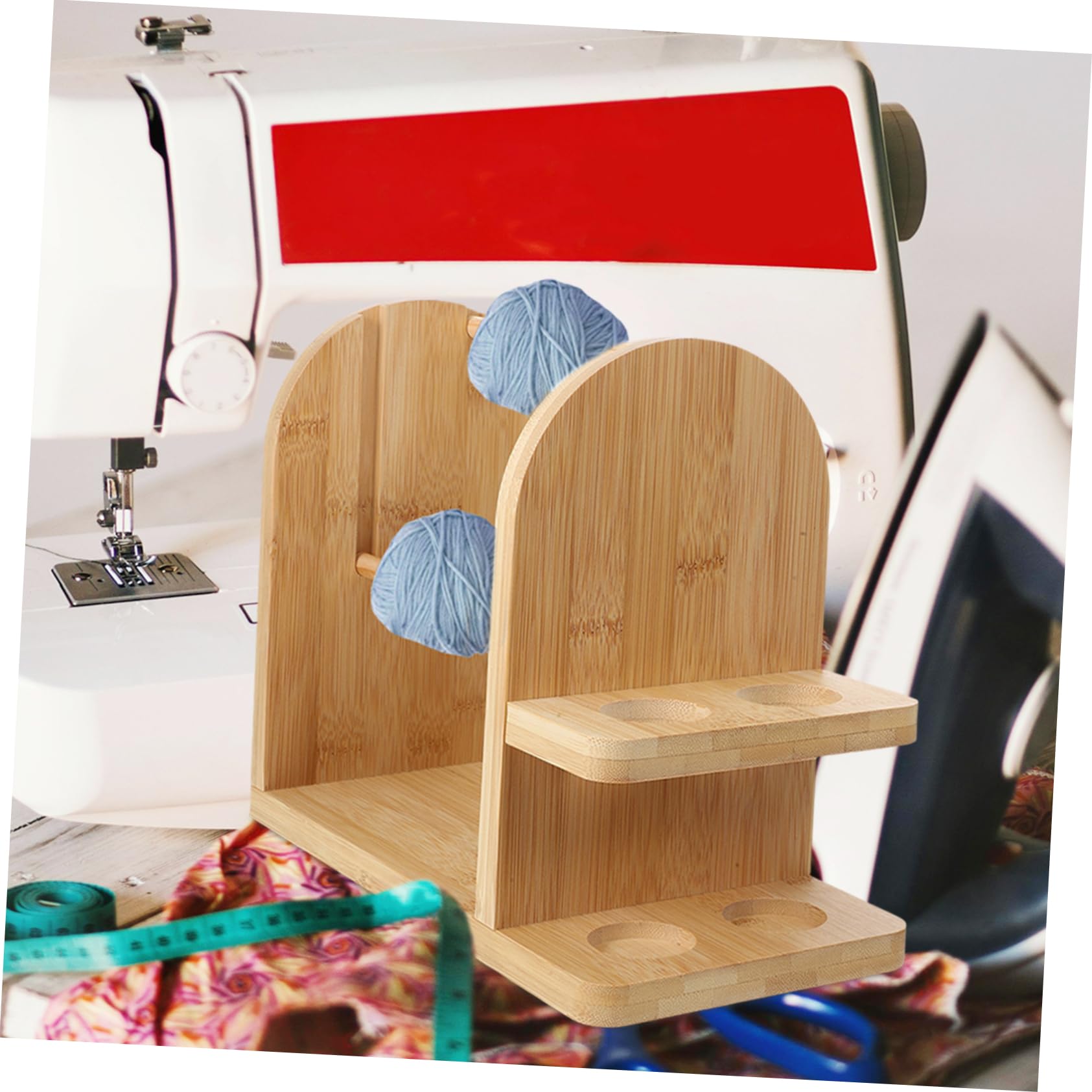 NUOBESTY Soporte Para Carretes De Bambú Dispensador De Ovillos Para Tejer Soporte Giratorio Para Hilo Organizador De Hilos Para Crochet Para Proyectos De Diy y Manualidades Casa