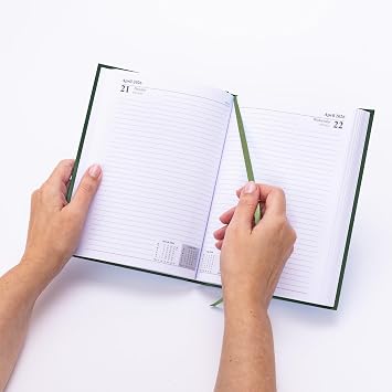 evelay 2026 Diary A4 A5 Day to Page Hardback Full Year Planner Organiser Journal (A5 Page a Day, Bottle Green)