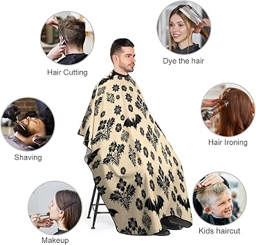 Extra Large Hair Styling Cape - Haircut Apron Halloween Bat Flower Haircuting Salon Cape Gown for Hair Cutting & Styling