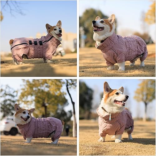 Miniatura 7 de Abrigo cálido para perro, chaleco de doble capa para perro, 4 patas cubiertas, resistente al viento, impermeable, reflectante, chaleco cálido para