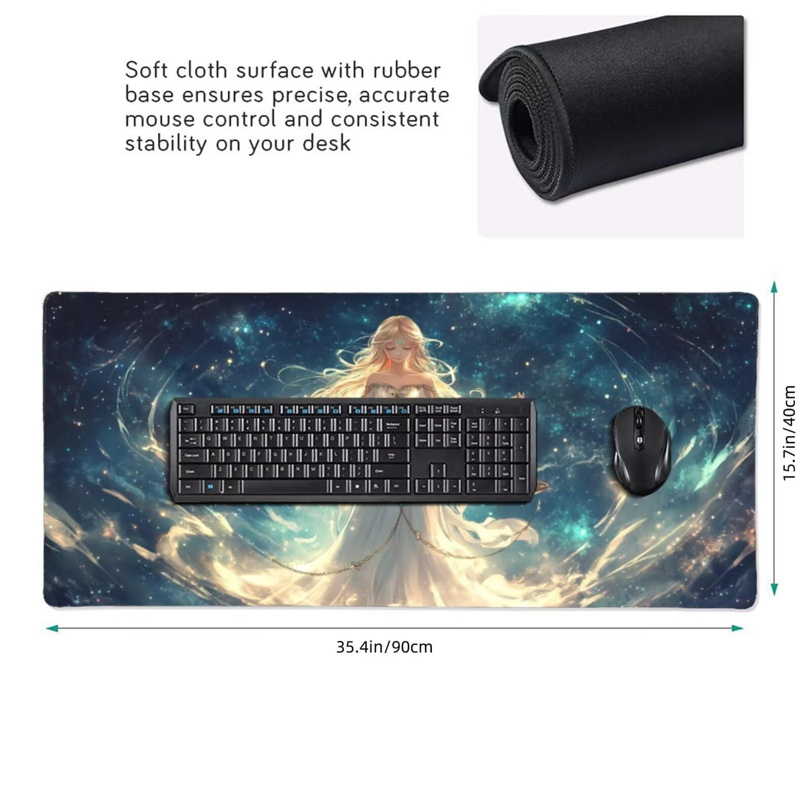 Cartone animato Tappetino Gaming 1400 x 600 mm,Tappetino Scrivania XXL Ragazza,Bordi Cuciti Tappetino per Mouse ad Tracciamento di Precisione Migliora precisione e velocità,Accessori Ufficio M612