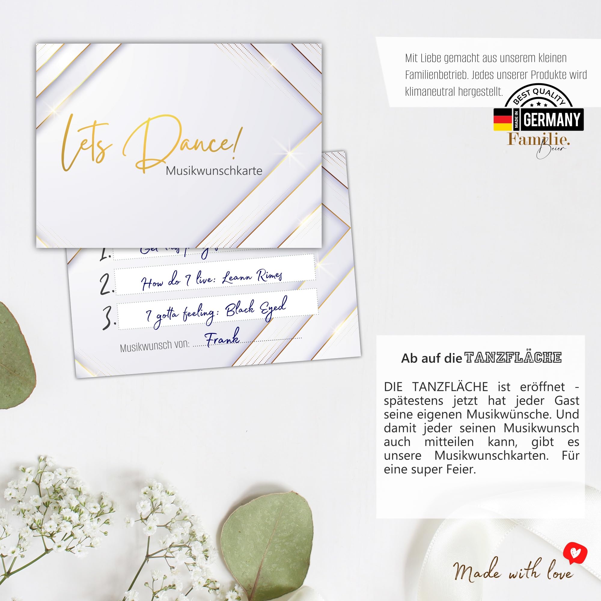 Eummelchen 50 Vintage Musikwunschkarten - A7 Format Für Hochzeit, Geburtstag & Partys