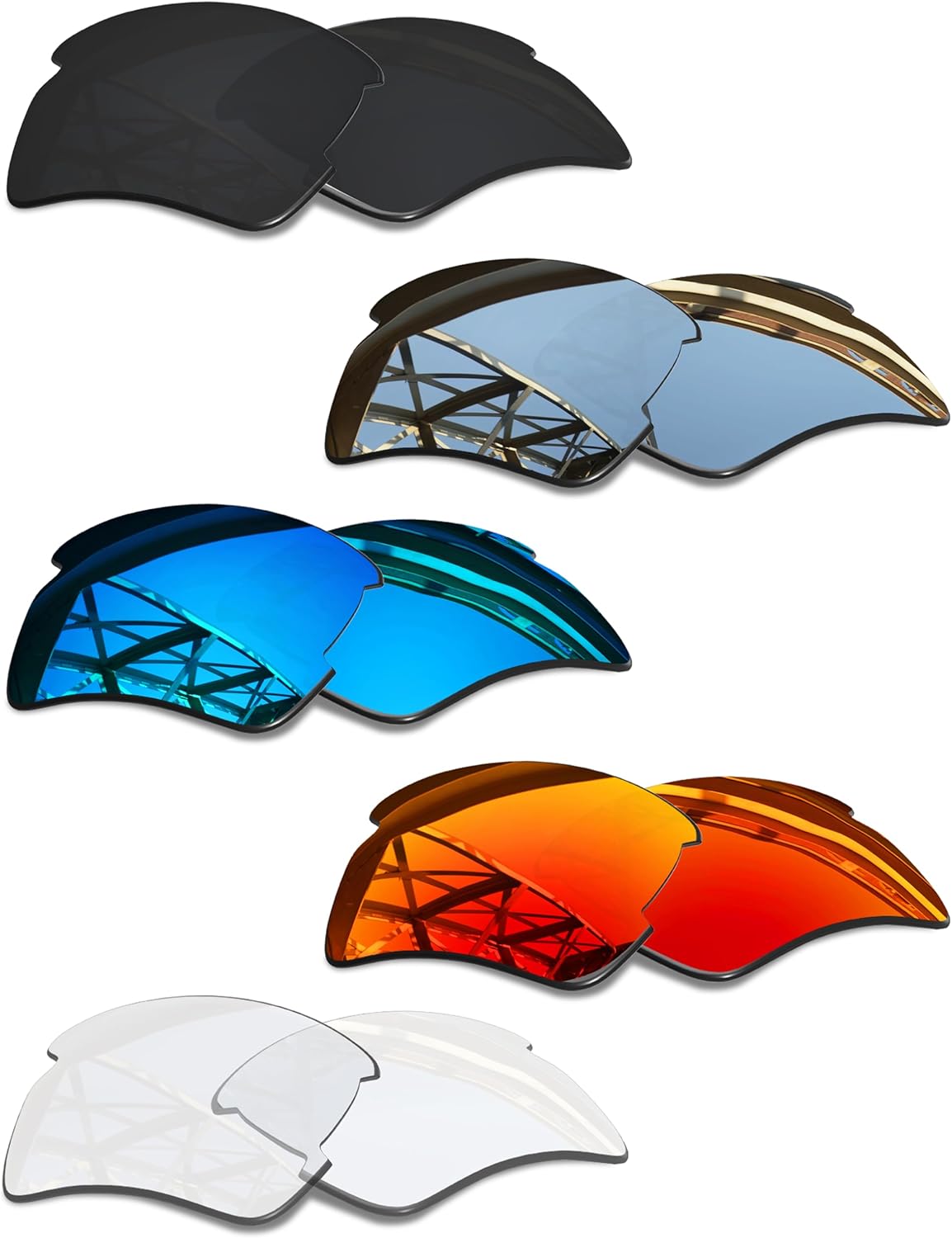 SmartVLT Set of 5 Men's Replacement Lenses for Oakley Flak 2.0 XL OO9188 Sunglass Combo Pack S01