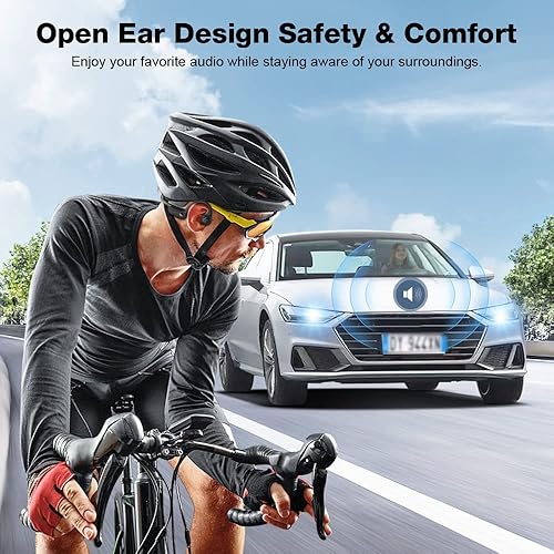 Miniatura 3 de HCMOBI Auriculares de conducción ósea, auriculares deportivos inalámbricos Bluetooth de oreja abierta actualizados 2023 con micrófono, 10 horas de